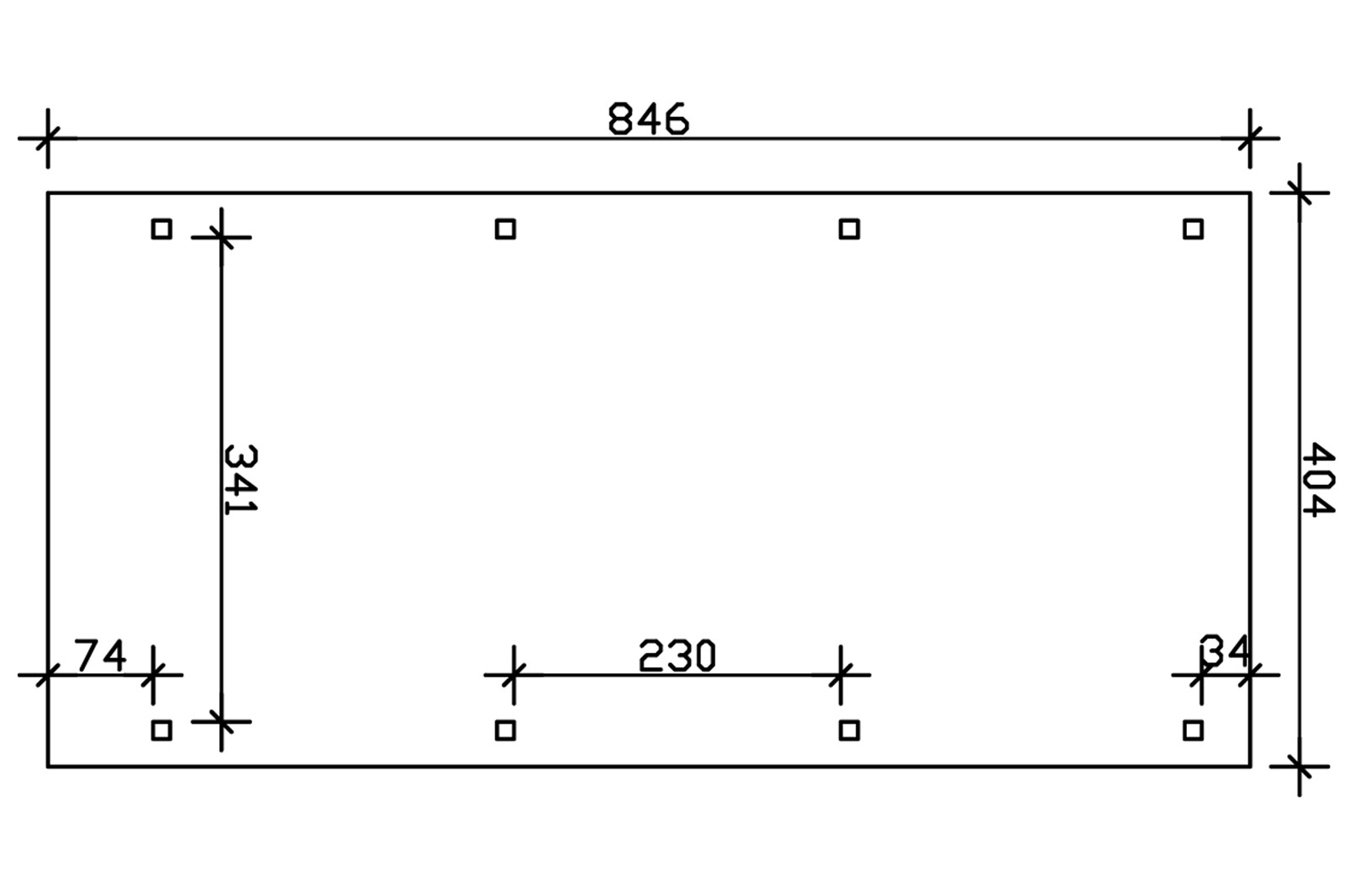 Carport Emsland 404 x 846 cm mit Aluminiumdach, nussbaum