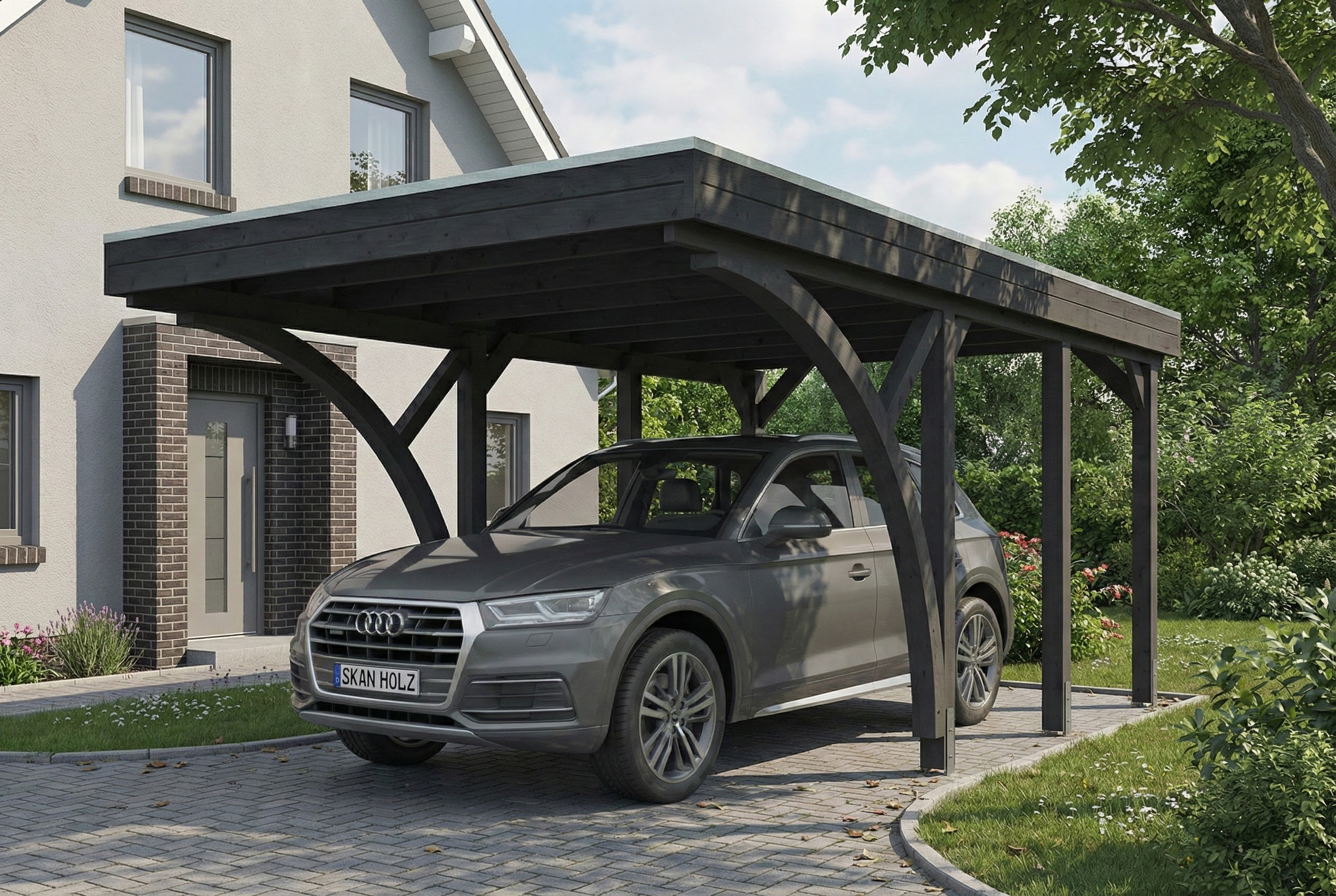 Carport Friesland Set F, 320 x 555 cm, mit zwei Einfahrtsbögen, anthrazit