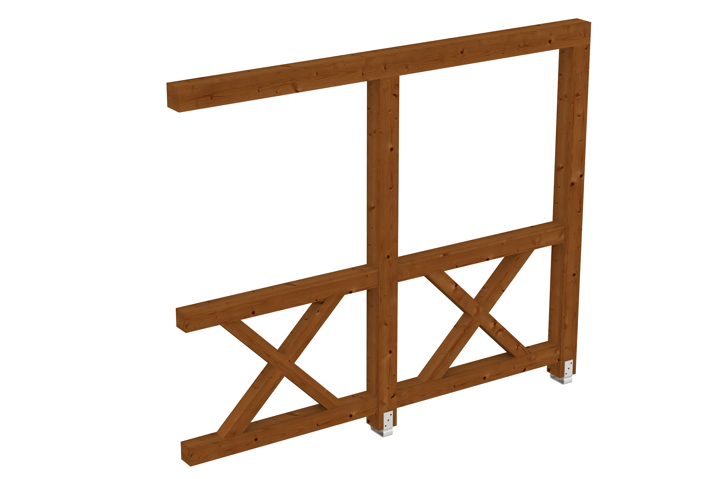 Seitenwand Andreaskreuz (WA) 255 x 210 cm, Fichte, nussbaum