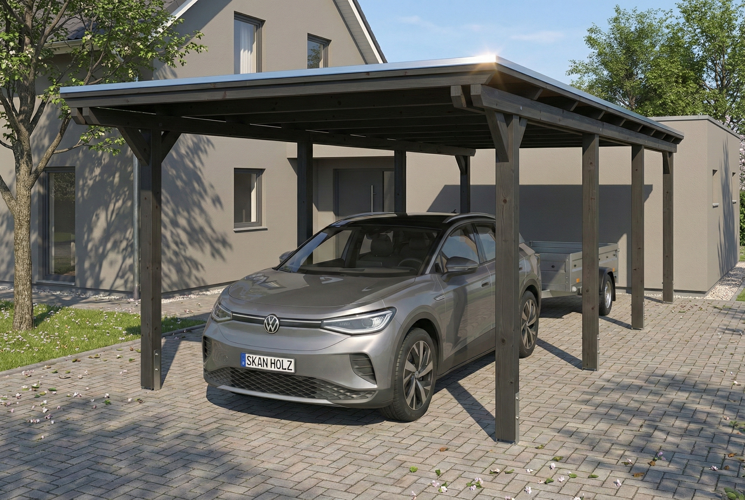 Carport Emsland 340 x 846 cm avec toit EPDM, anthracite