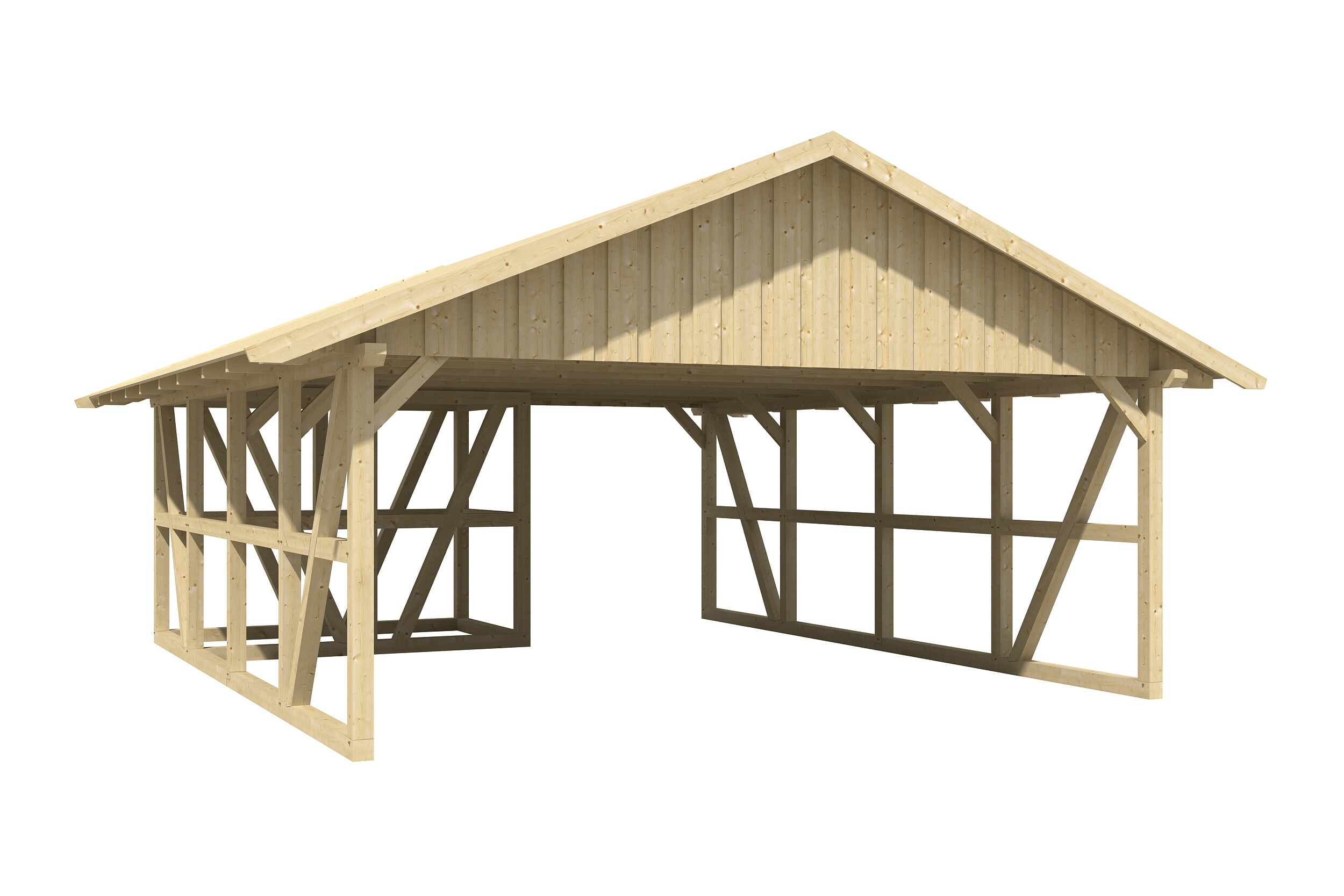 Carport Schwarzwald 684 x 772 cm mit Abstellraum 1, natur, mit Dachschalung