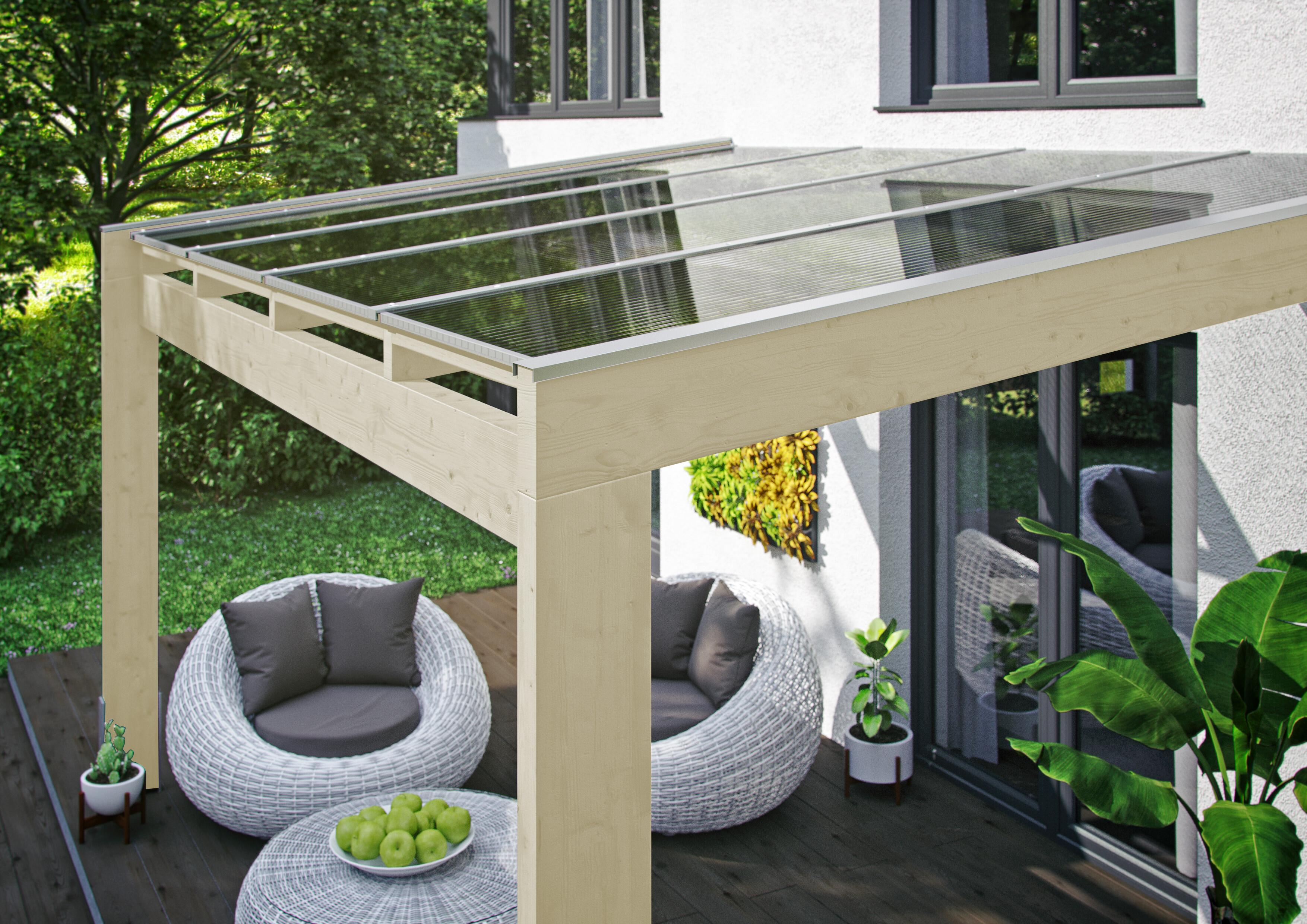 Terrassenüberdachung Novara 450 x 259 cm, Leimholz, natur