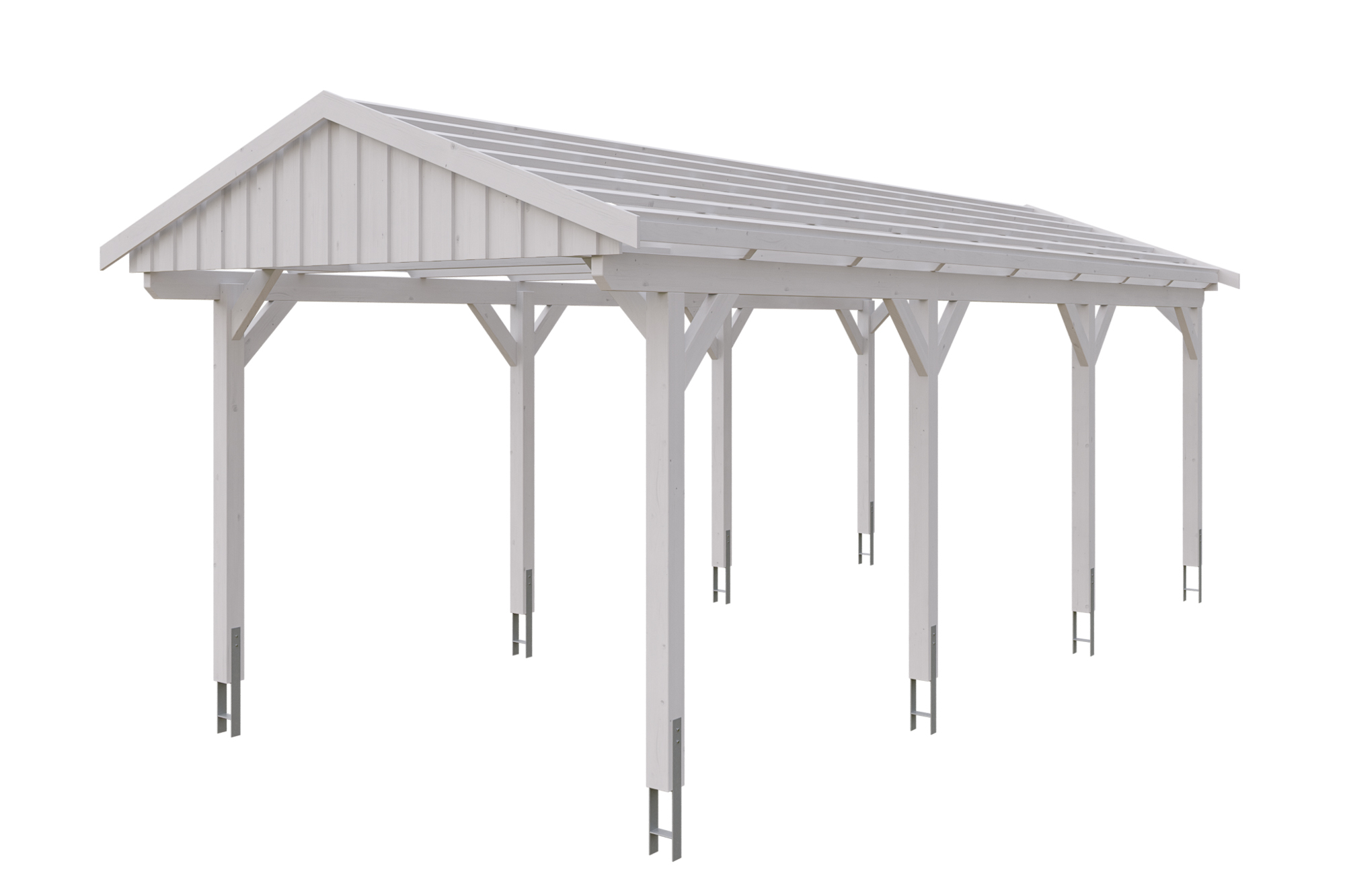 Produktbild: Carport Fichtelberg 317 x 808 cm, farblich behandelt in weiß, mit Dachlatten