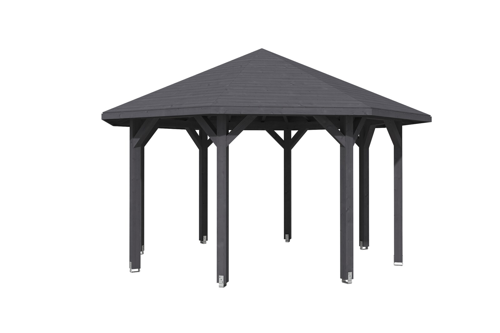 Gloriette NICE 2 (ø 484cm) octagonales, bois lamellé-collé, traitement coloré gris ardoise