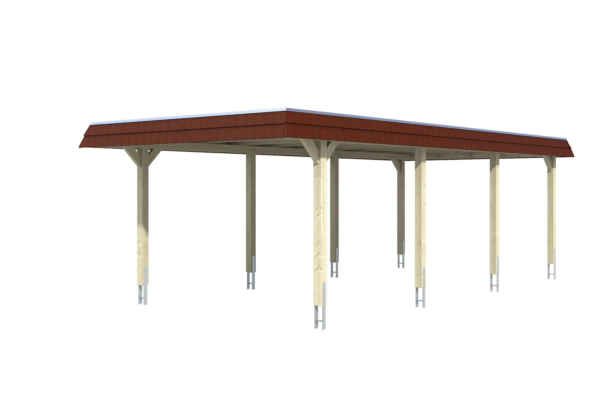 Produktbild: Carport Wendland 409 x 870 cm, mit roter Blende