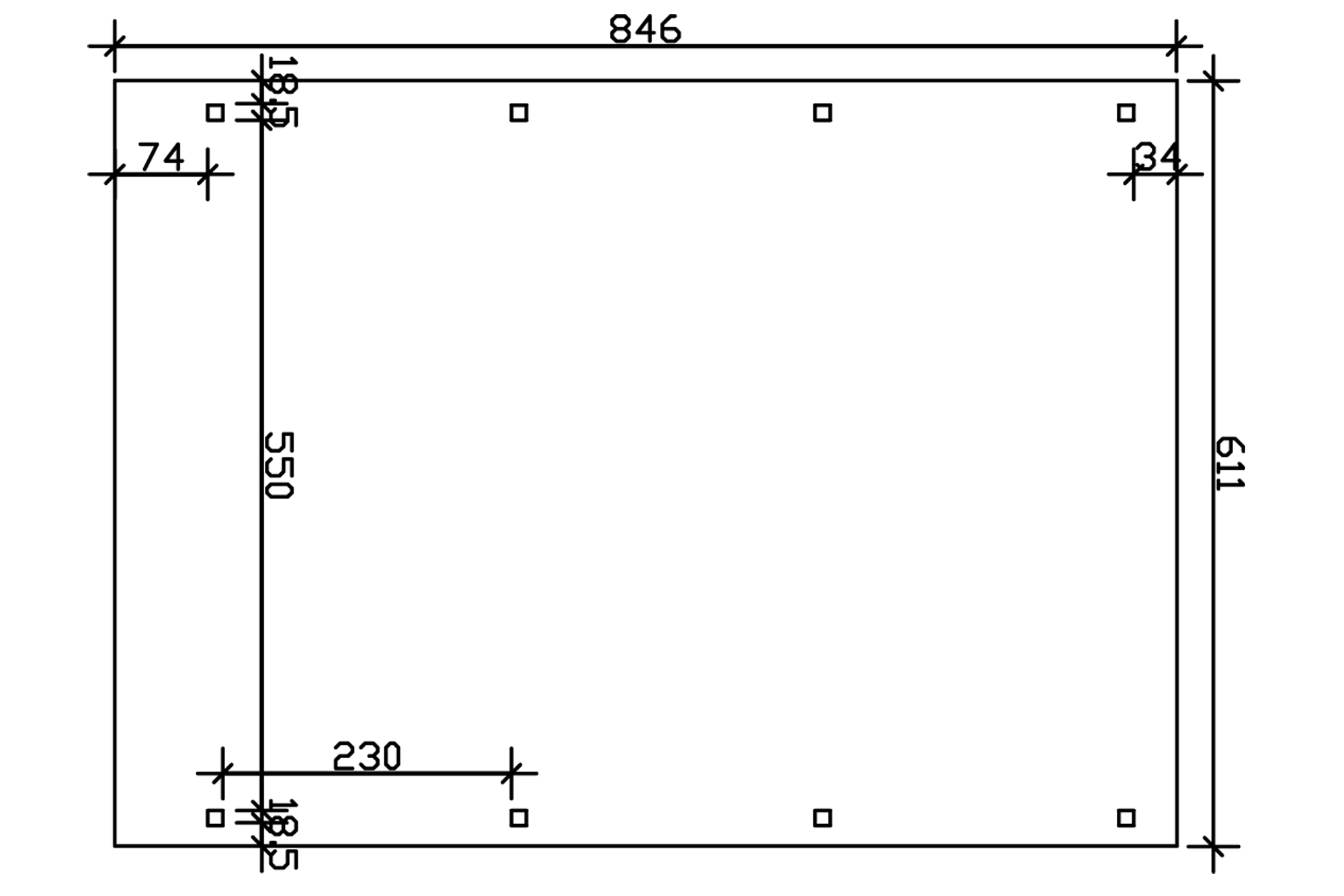Grafik (Grundriss): Carport Spessart 611 x 846 cm