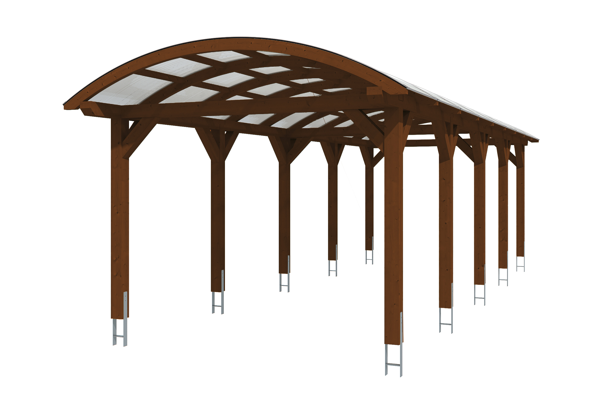Produktbild: Carport Franken 376 x 969 cm, farblich behandelt in nussbaum