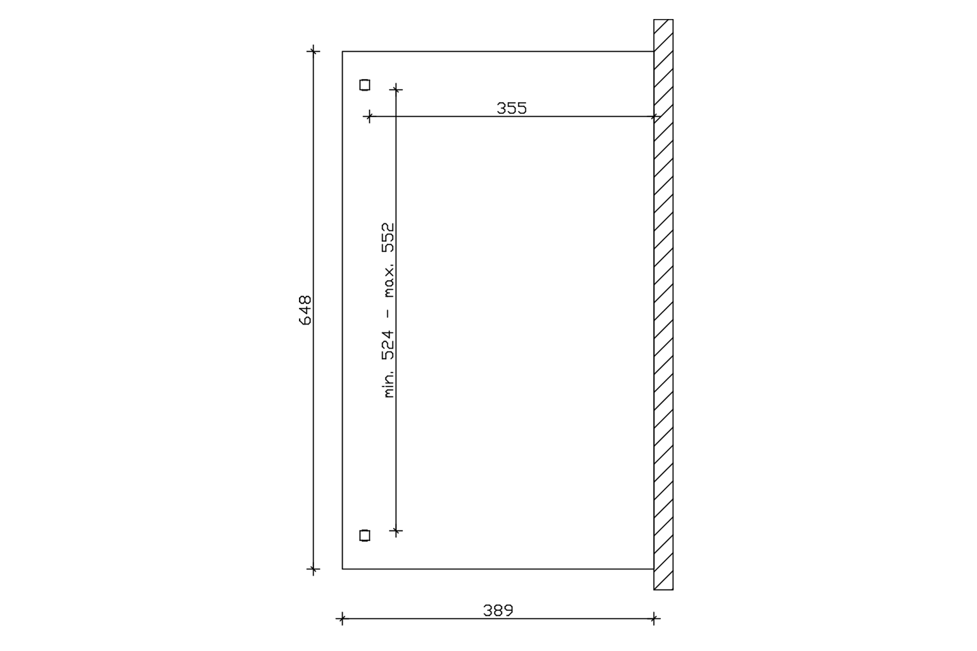 Grafik (Grundriss): Terrassenüberdachung Verona 648x389 cm