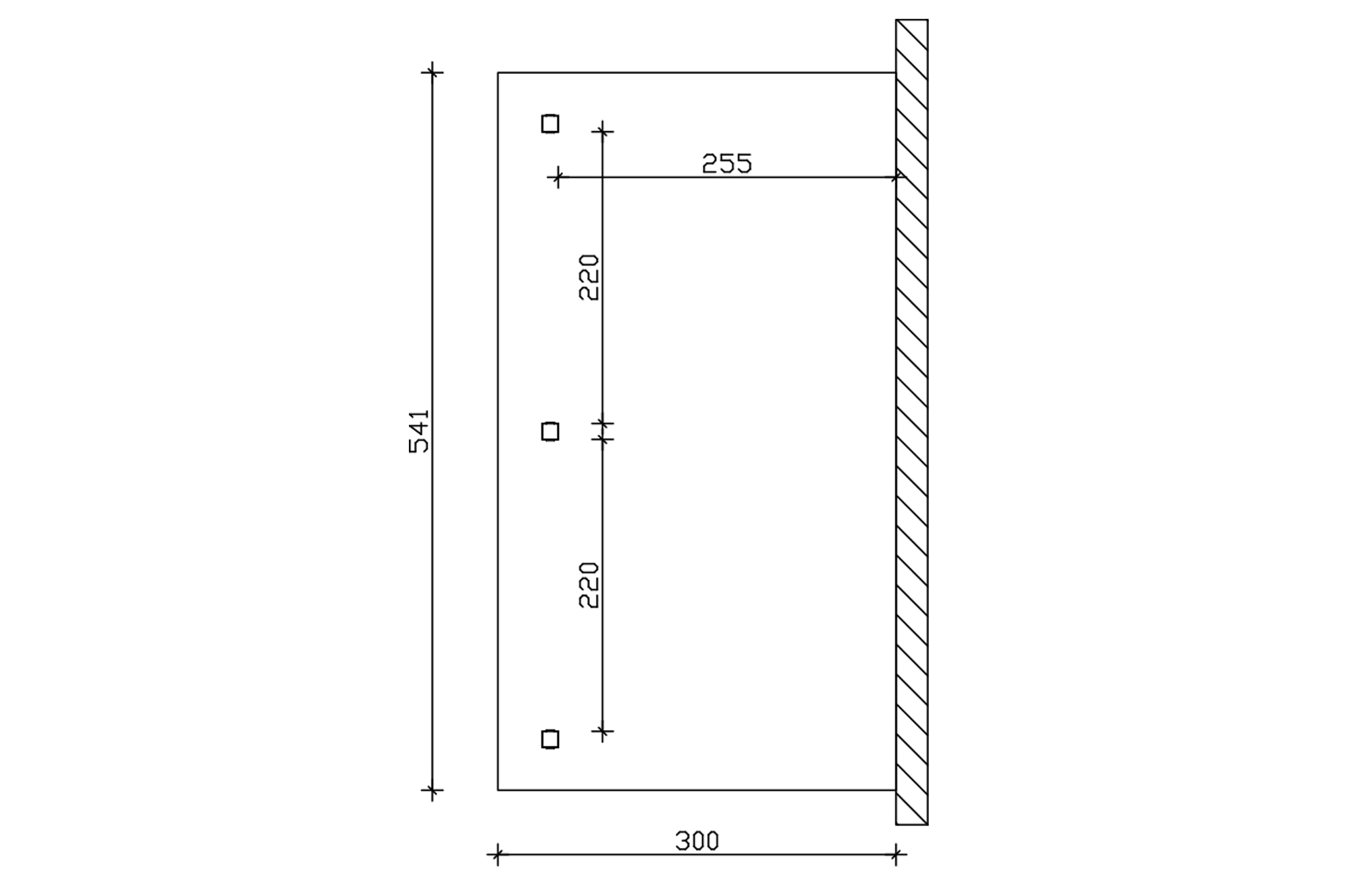 Grafik (Grundriss): Terrassenüberdachung Rimini 541x300 cm