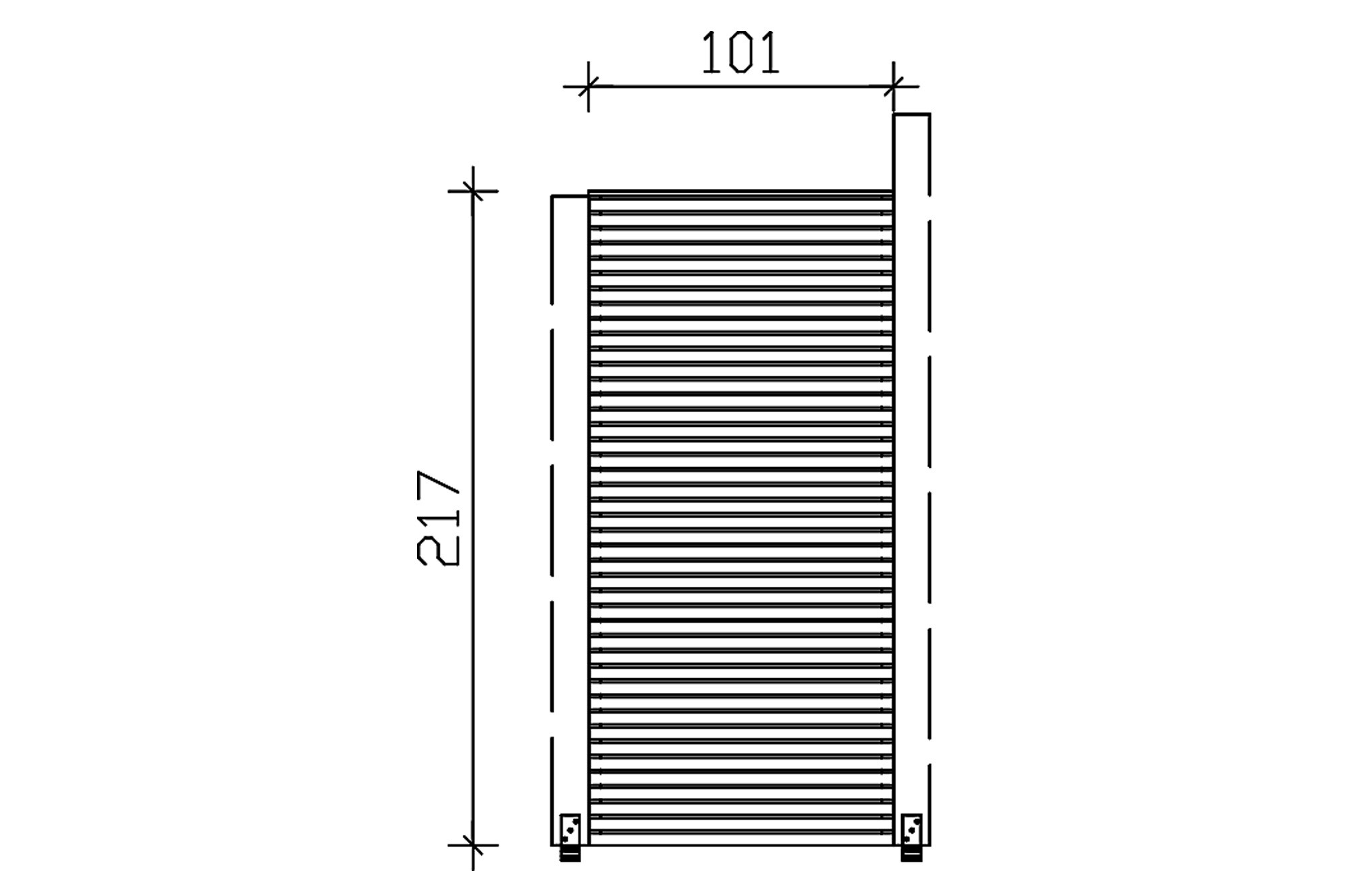 Seitenwand aus Lamellen 101 x 217 cm, Fichte, natur