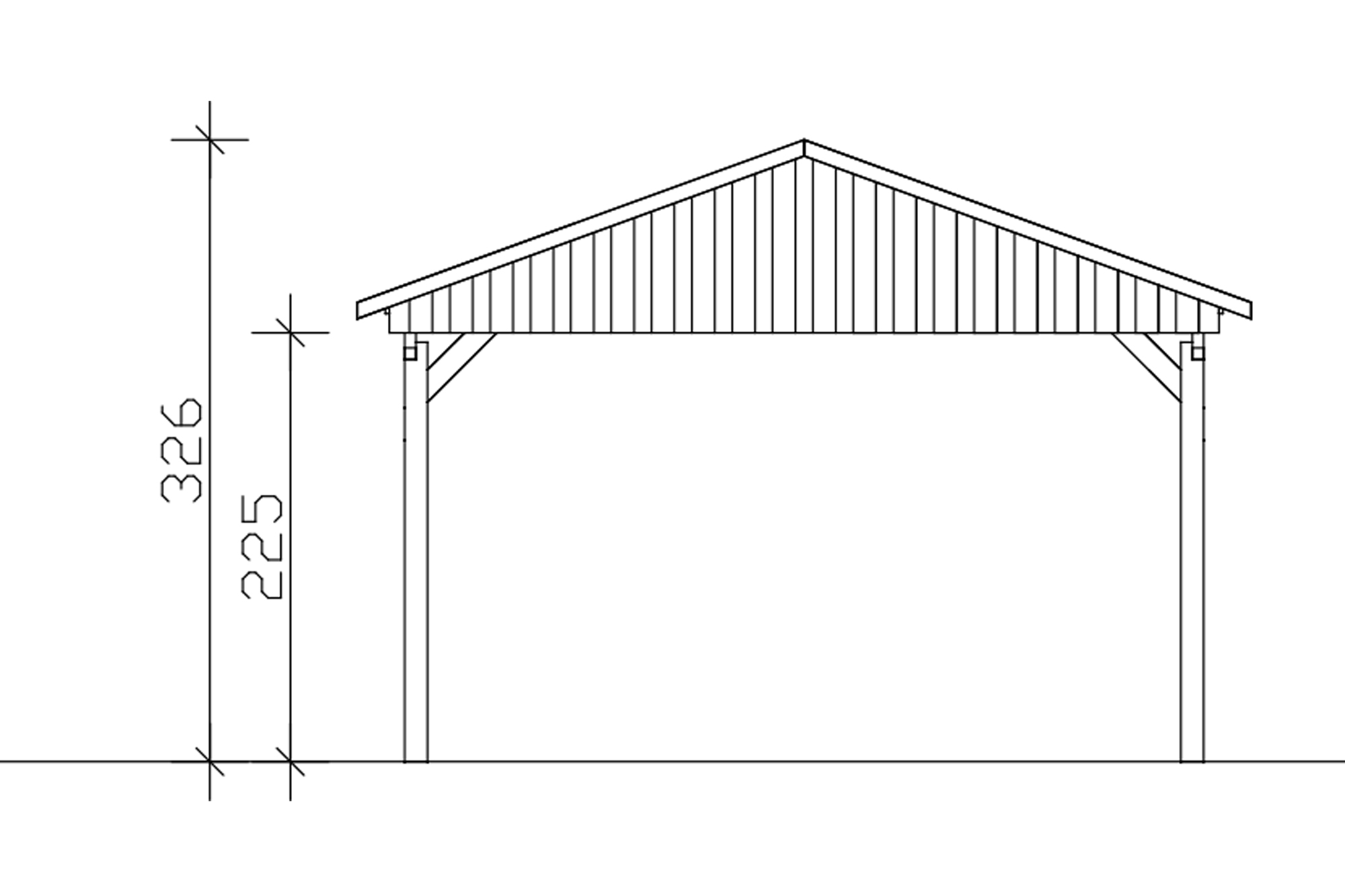 Grafik (Vorderansicht): Carport Fichtelberg 423 cm Breite