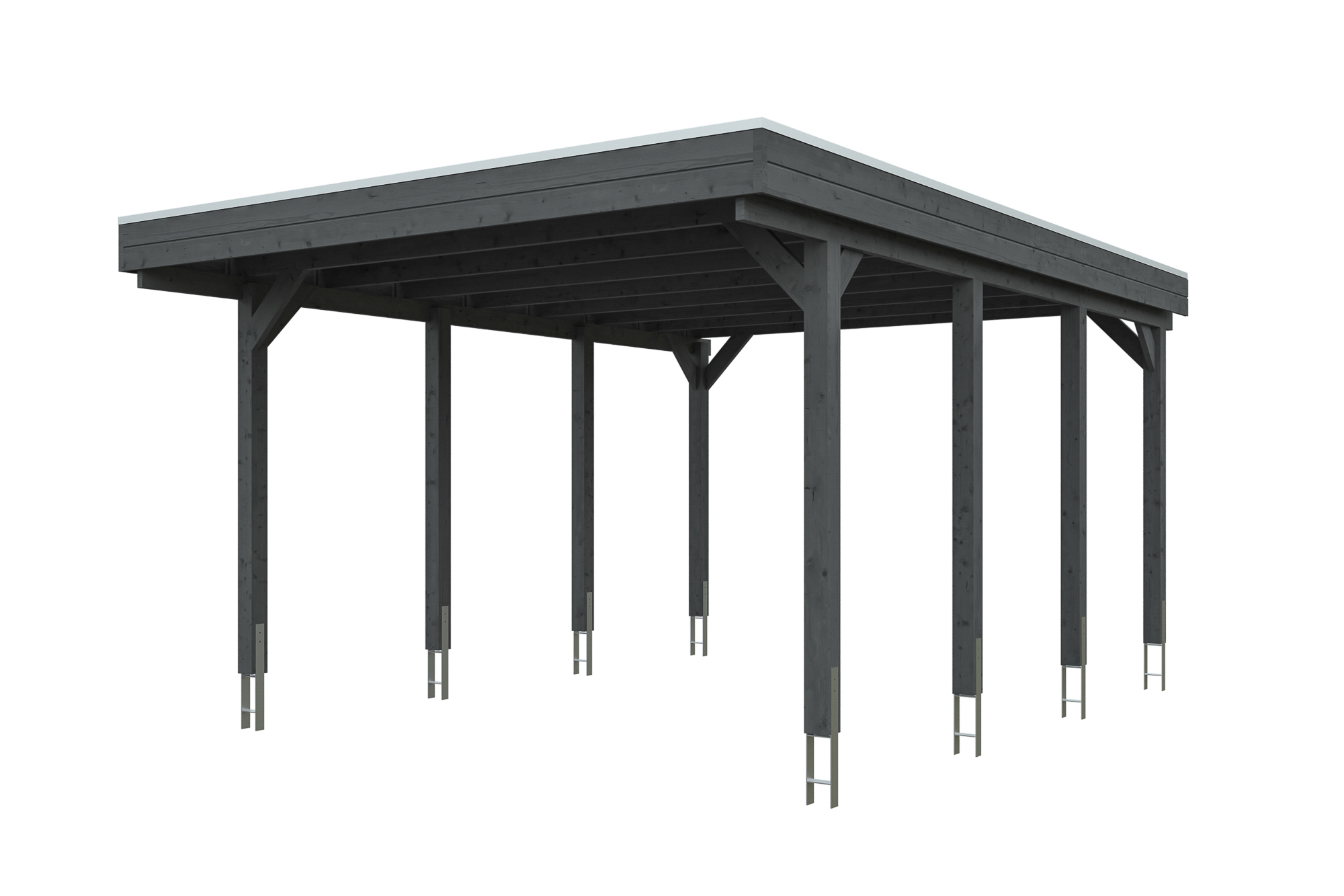 Carport Friesland 402 x 555 cm, met dakplaten, leigrijs