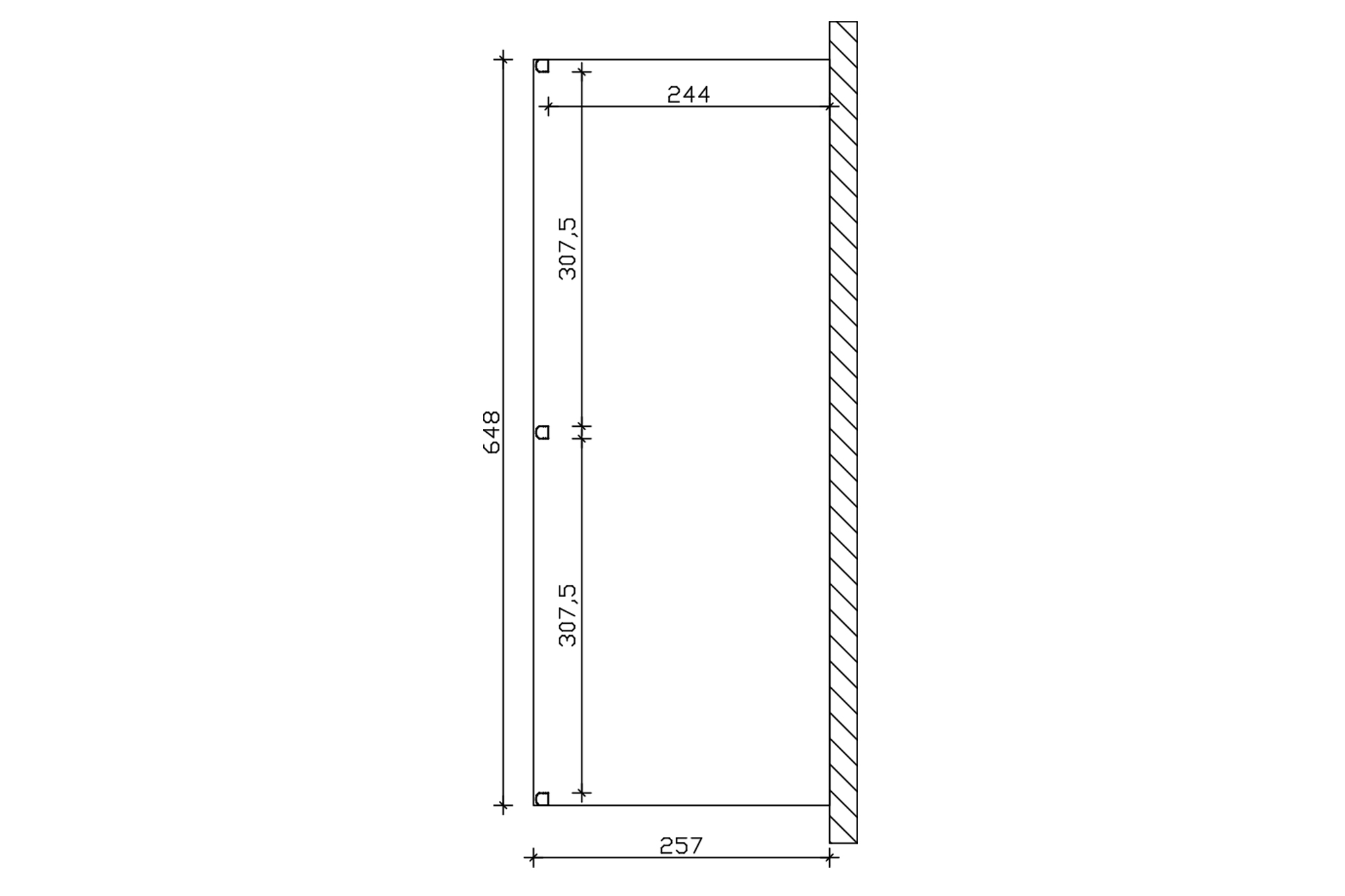 Grafik (Grundriss): Terrassenüberdachung Garda 648x257 cm
