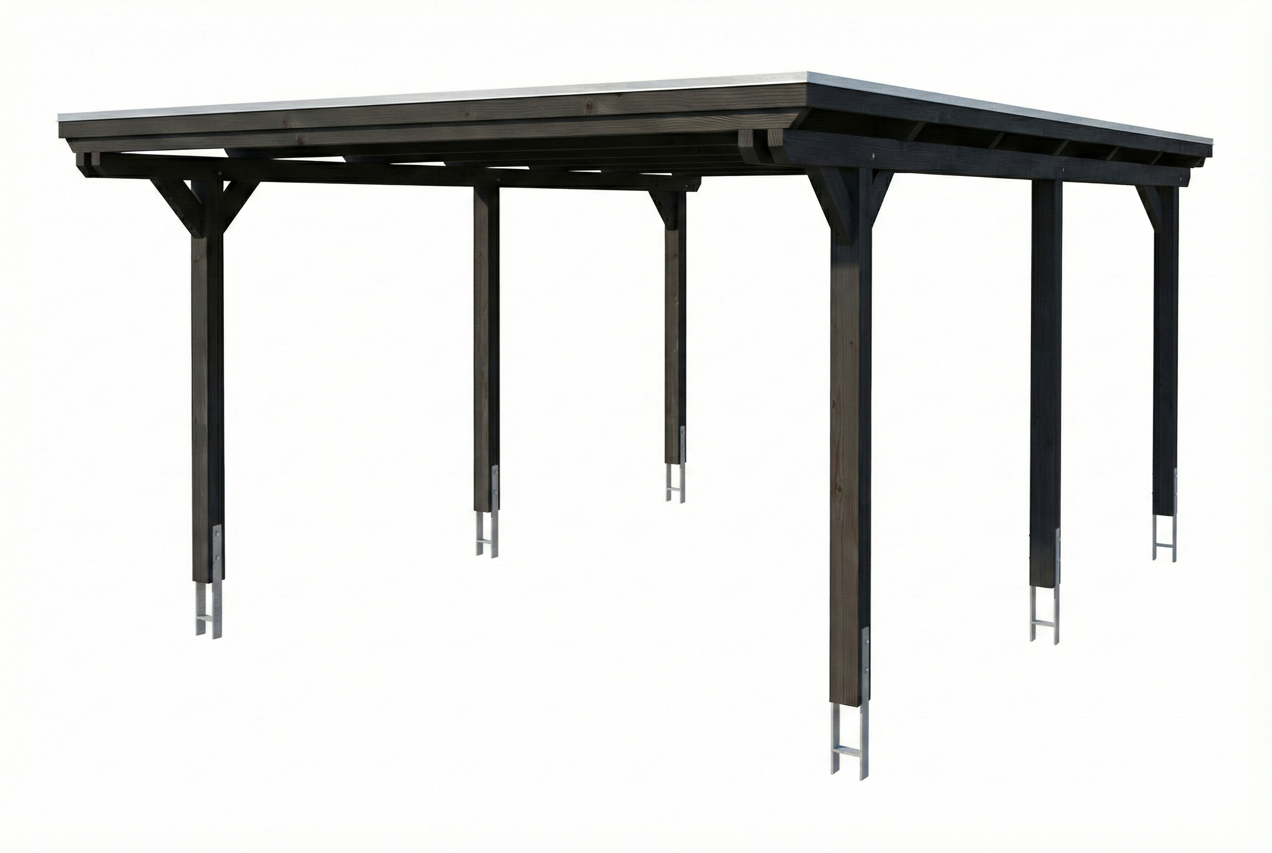Carport Emsland 402 x 604 cm, stalen dakplaten met anticondensvlies, leigrijs