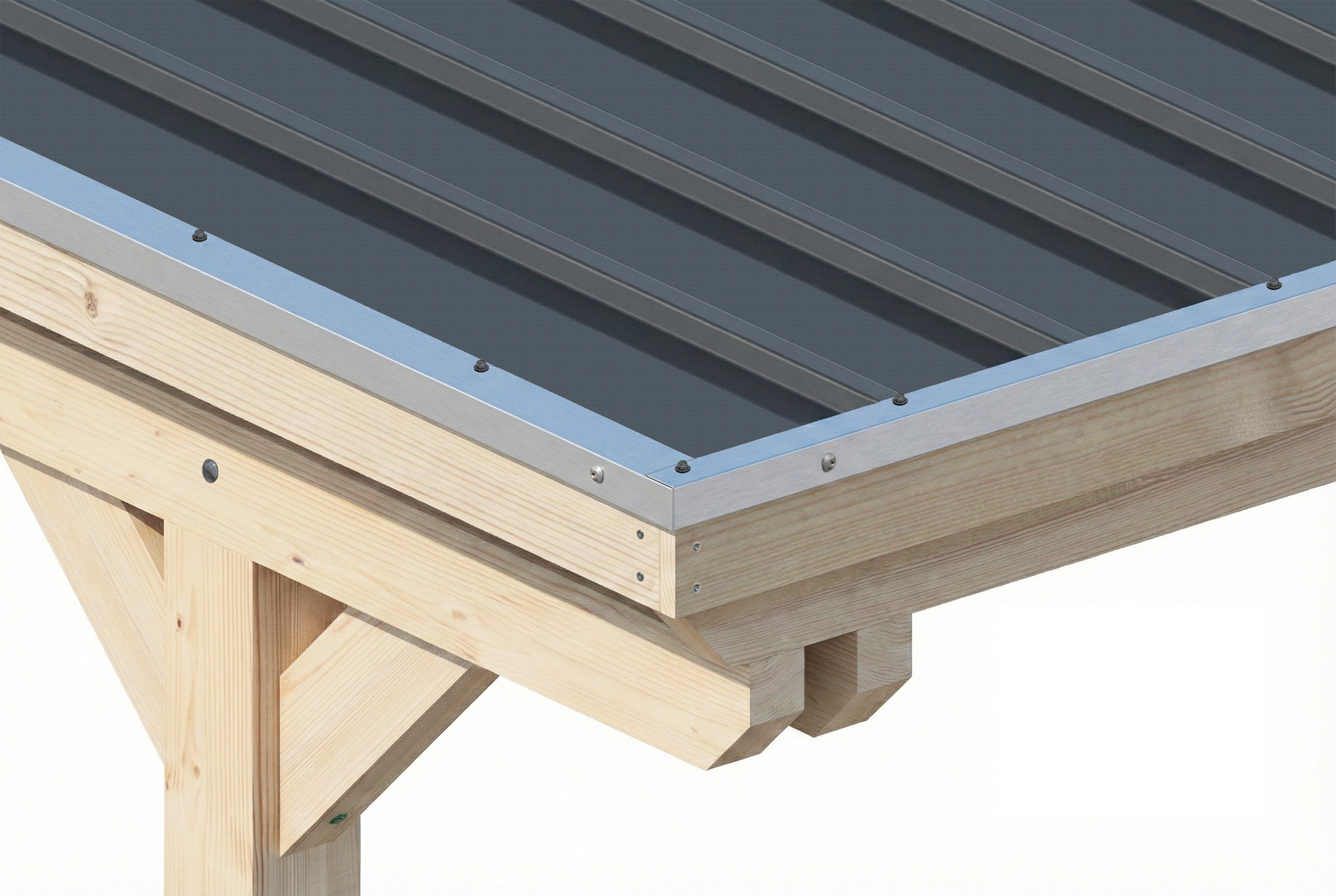 Carport Emsland 340 x 604 cm, Stahl-Dachplatten mit Antikondensvlies, natur