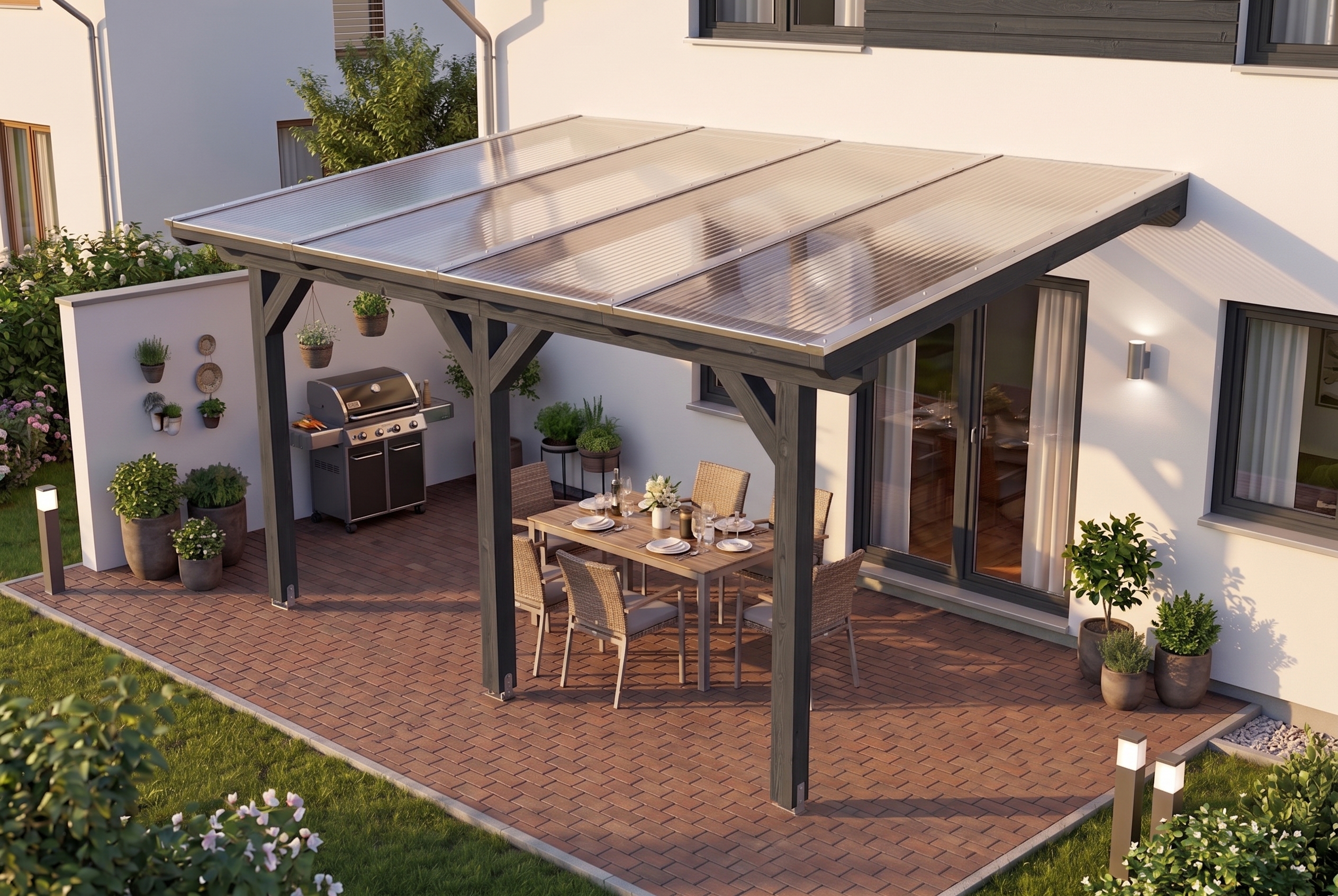 Terrassenüberdachung Andria 434 x 350 cm, Leimholz, anthrazit