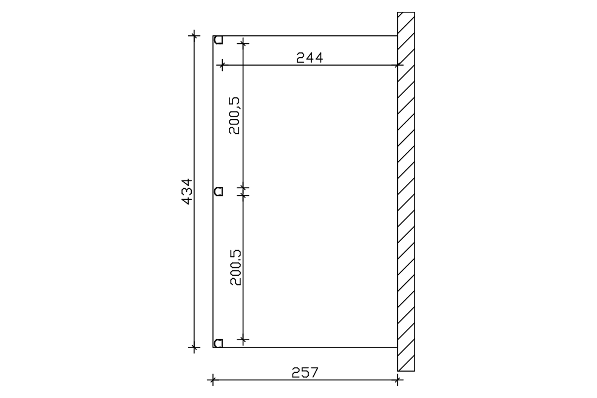Grafik (Grundriss): Terrassenüberdachung Garda 434x257 cm