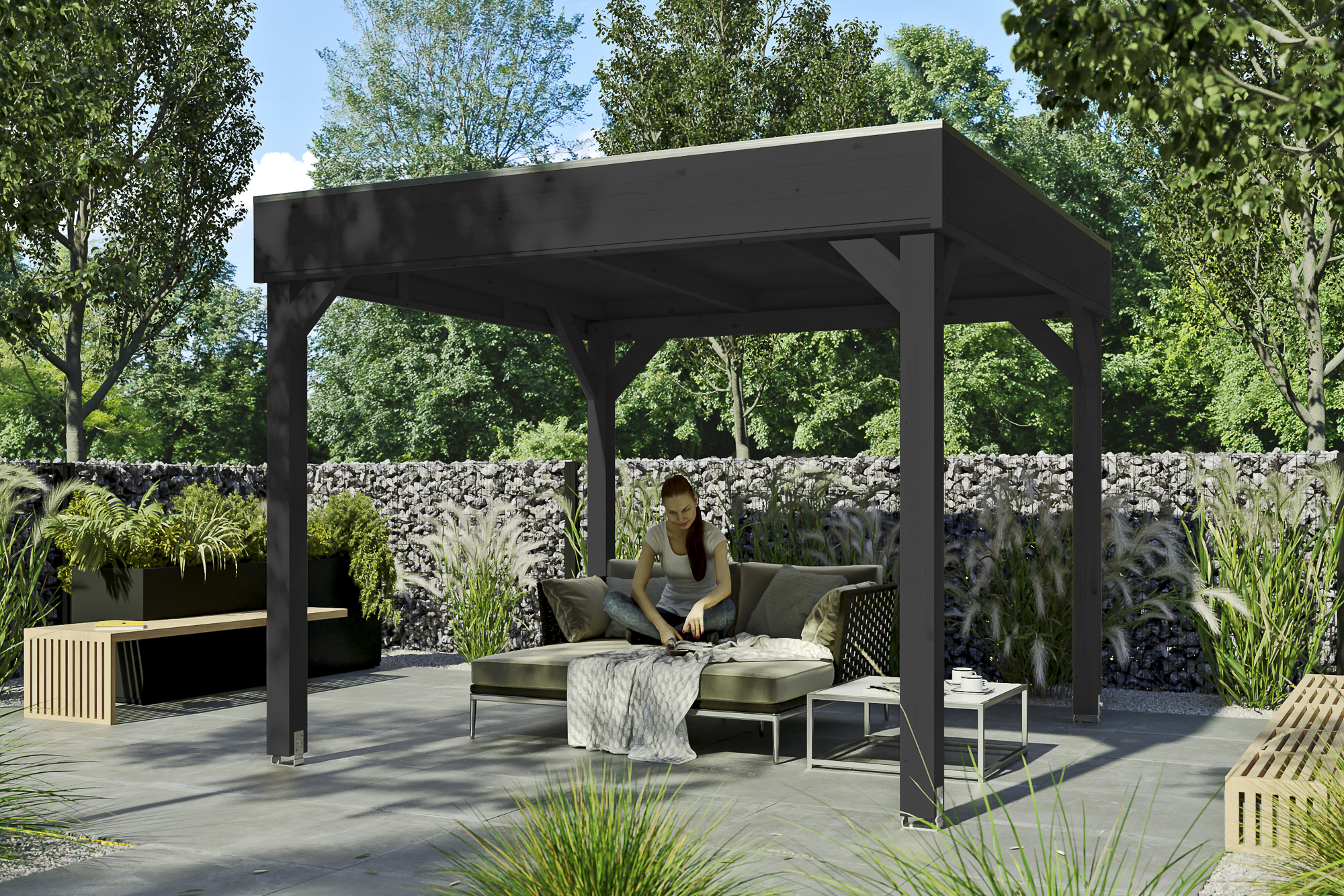 Ambientebild: Pavillon Toulouse, farblich behandelt in anthrazit