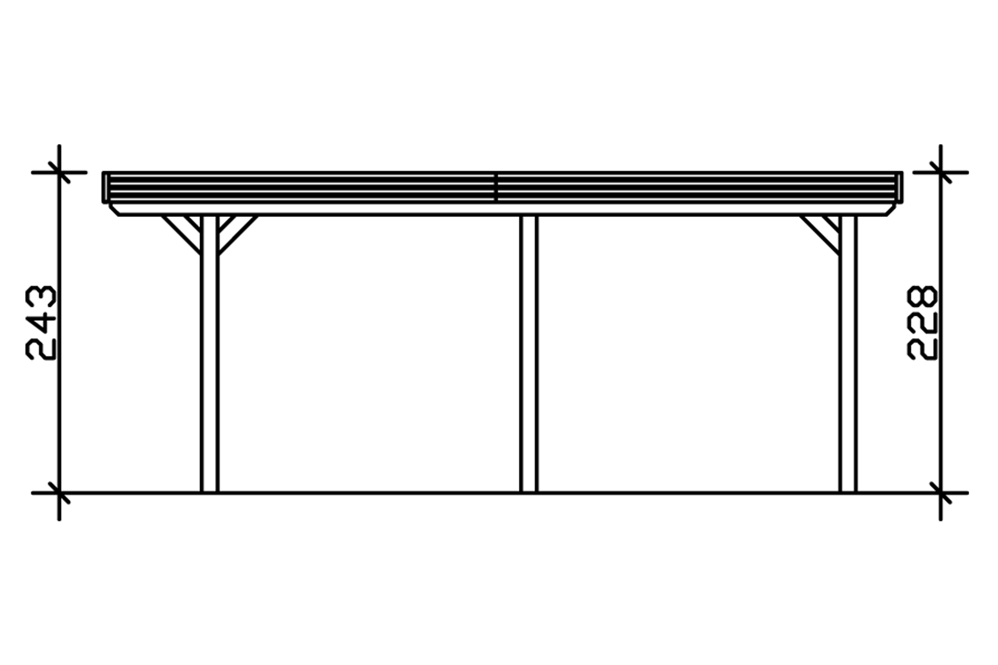 Grafik (Schnitt): Carport Spessart 355 x 604 cm