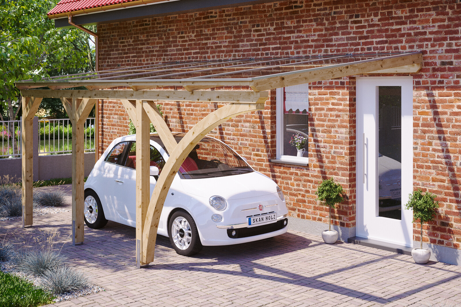 Carport Eifel 300 x 541 cm, met 1 inrijboog, met polycarbonaatplaten, onbehandeld