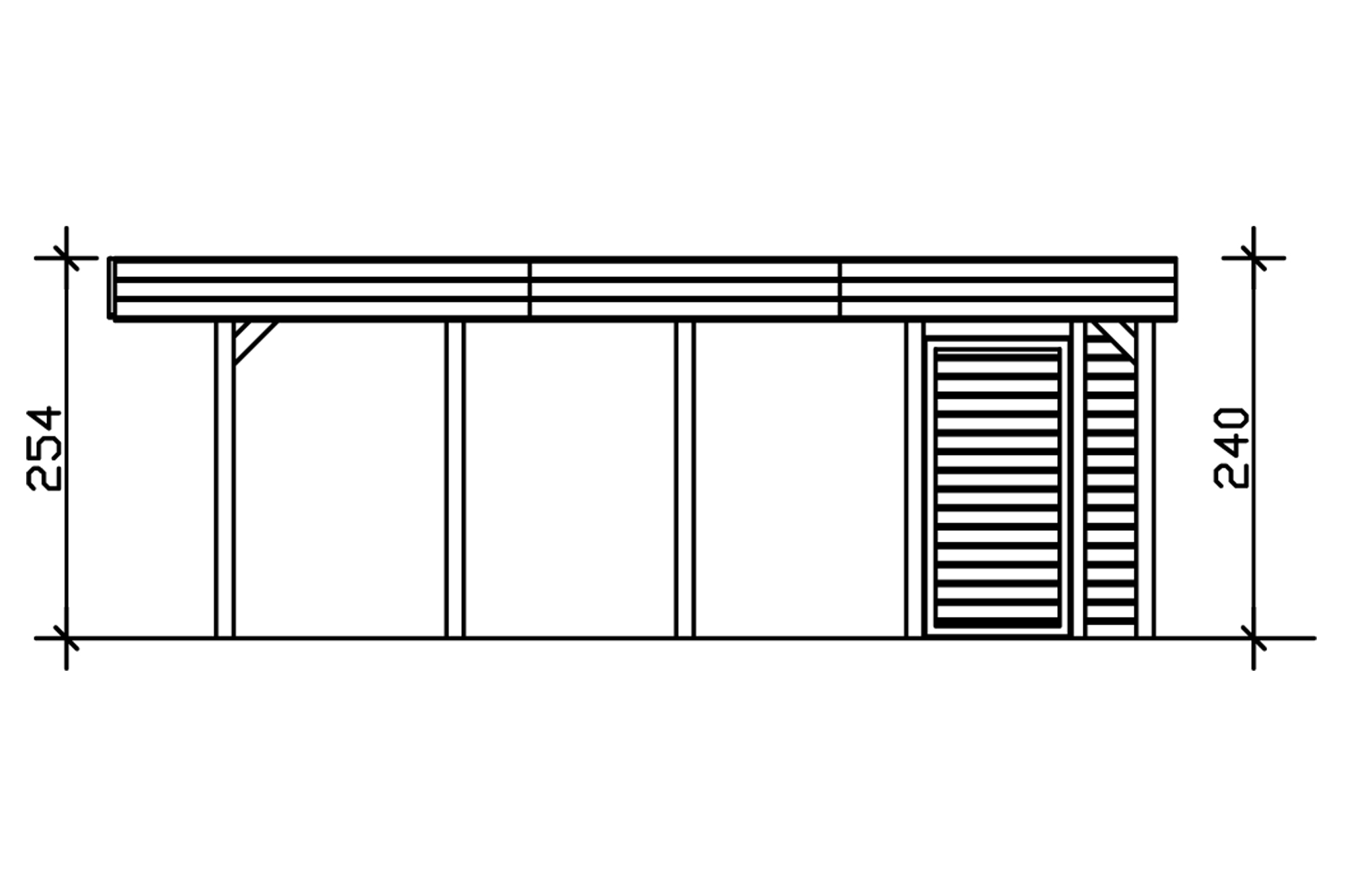Grafik (Schnitt): Carport Friesland 557 x 708 cm mit Abstellraum