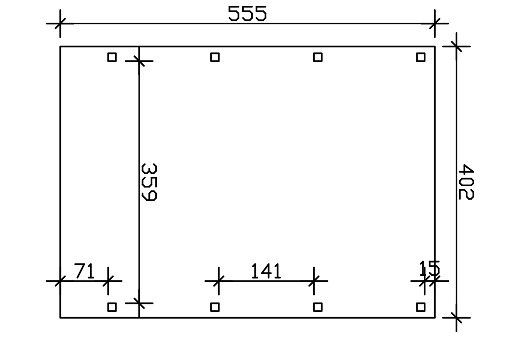 Friesland carport 402 x 555 cm, met dakplaten, leigrijs