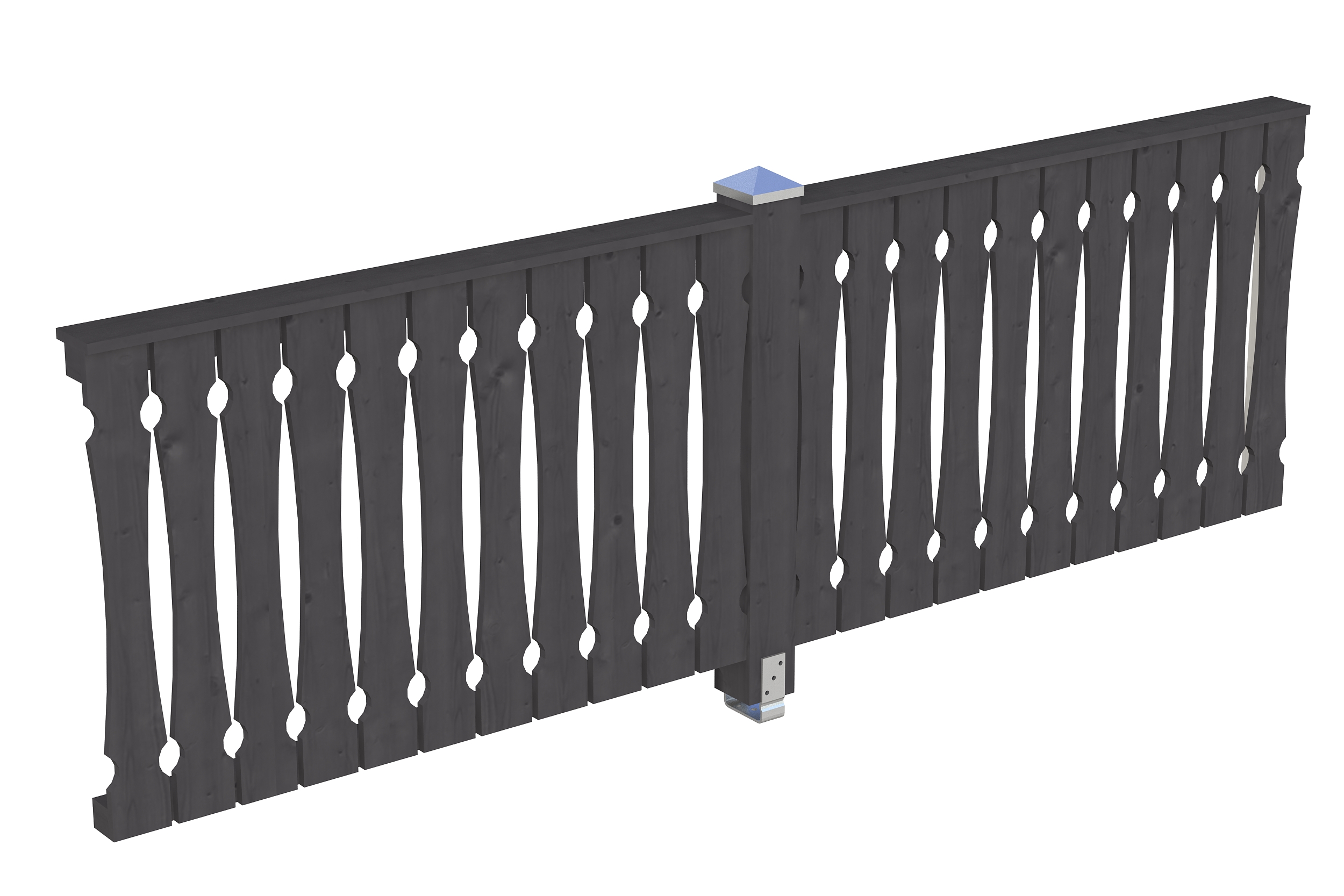 Brüstung Balkonschalung 305 x 96 cm, Fichte, schiefergrau