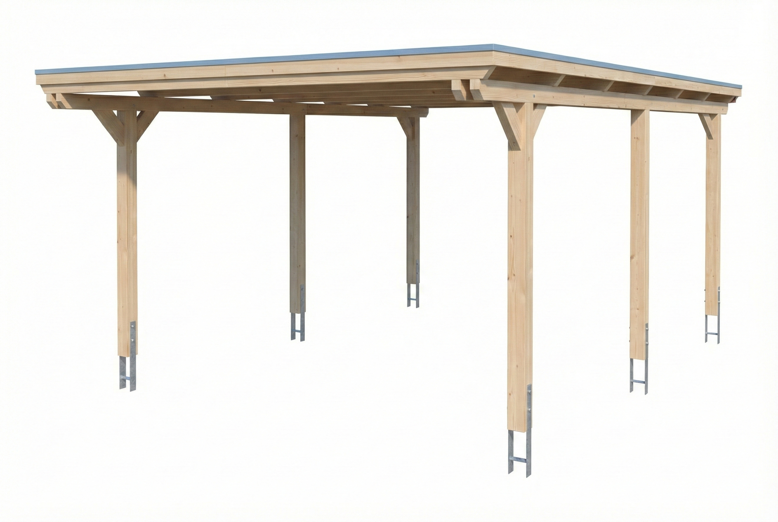 Carport Emsland 402 x 604 cm, panneaux de toit en acier avec voile de condensation antique, naturel