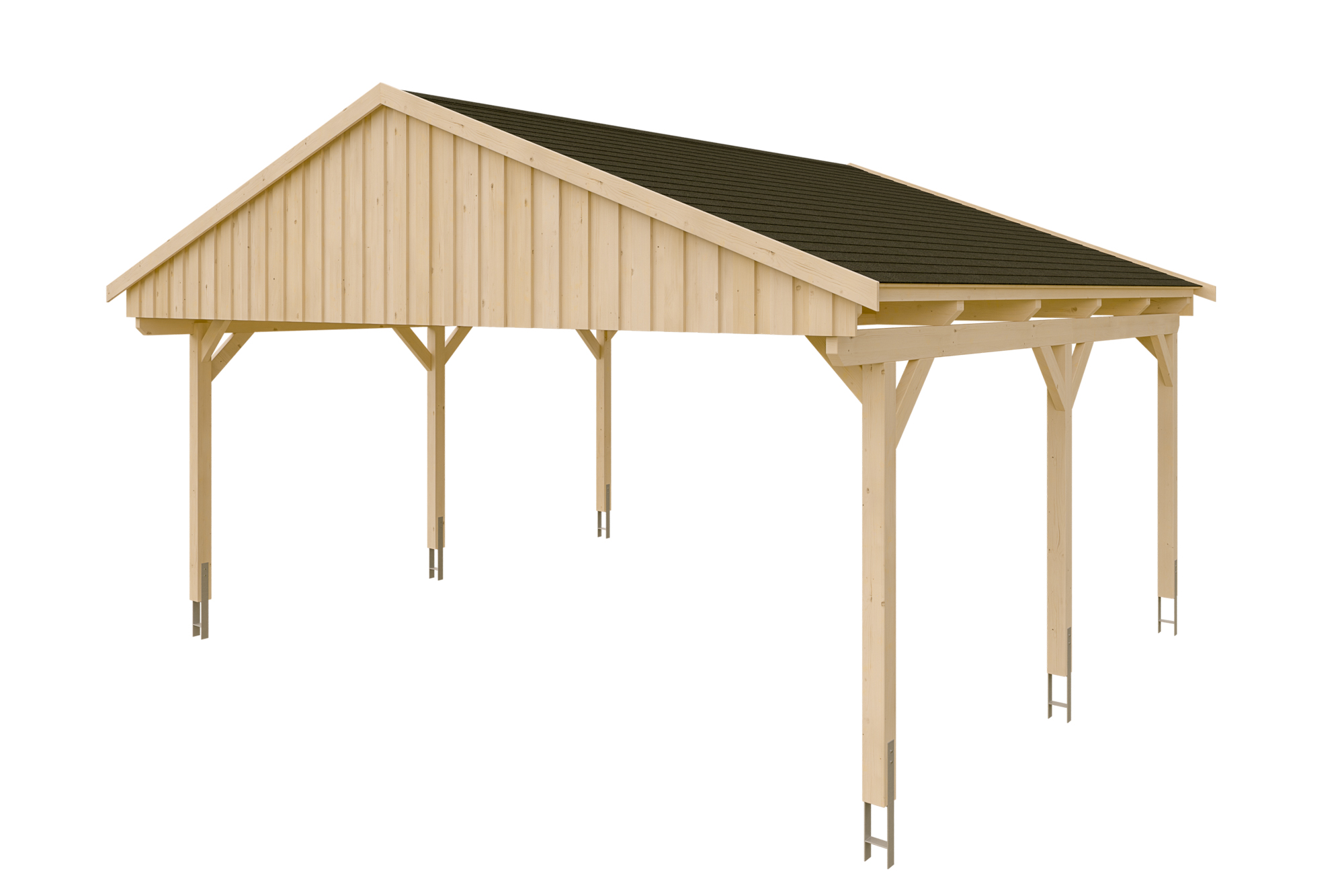 Produktbild: Carport Fichtelberg 618 x 566 cm, mit schwarzen Dachschindeln
