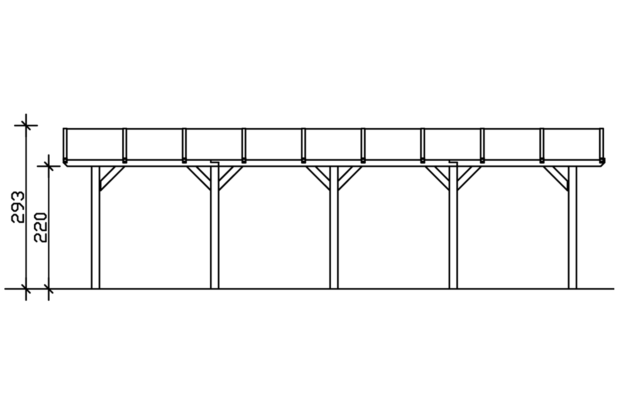 Grafik (Schnitt): Carport Franken 376 x 969 cm