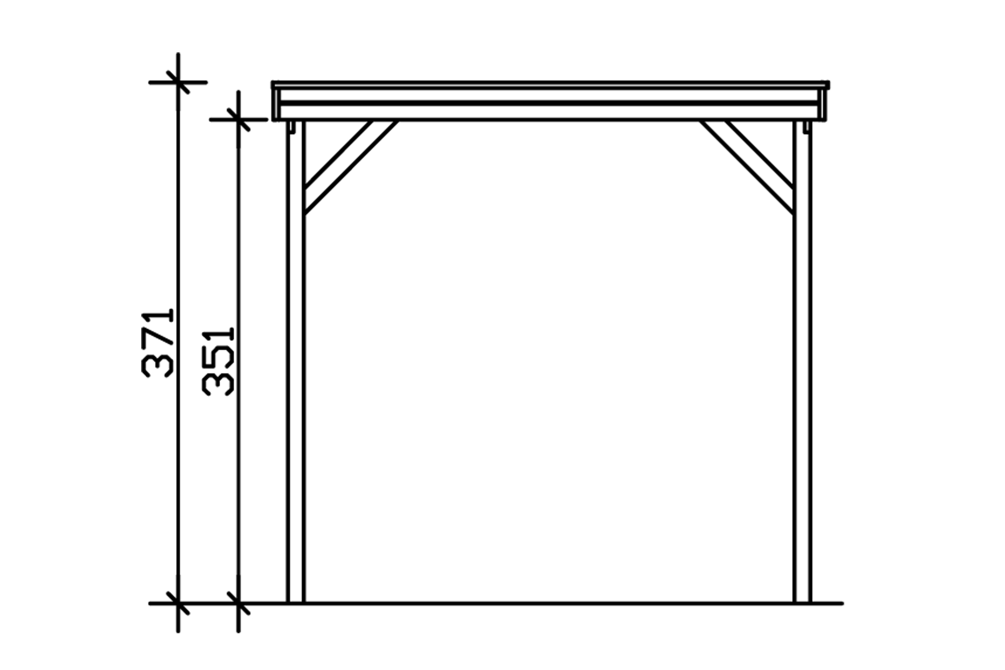 Grafik (Vorderansicht): Carport Friesland Caravan-397 cm Breite