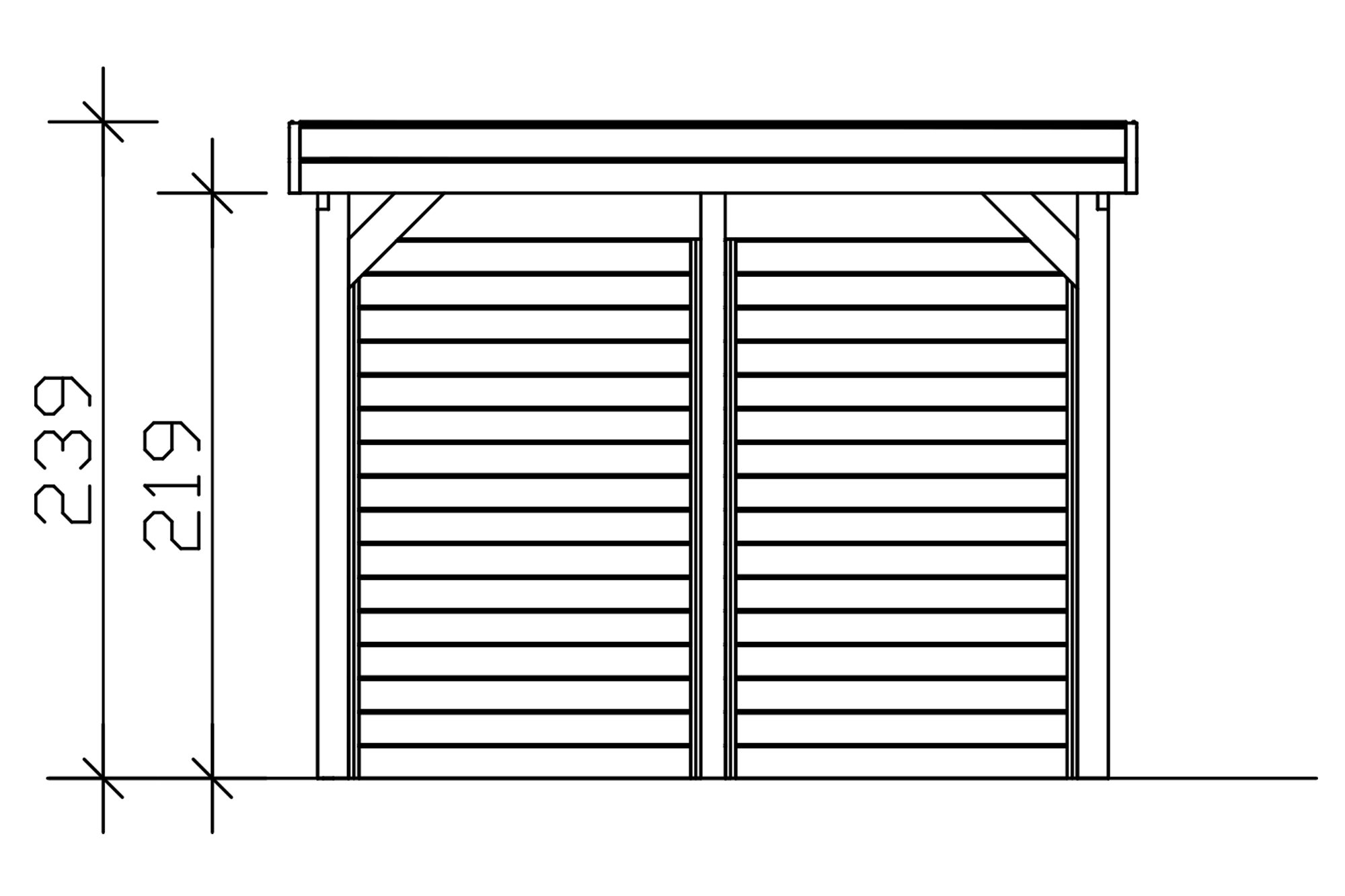 Carport Friesland Set A, 320 x 555 cm, mit Seiten- und Rückwand, grün imprägniert