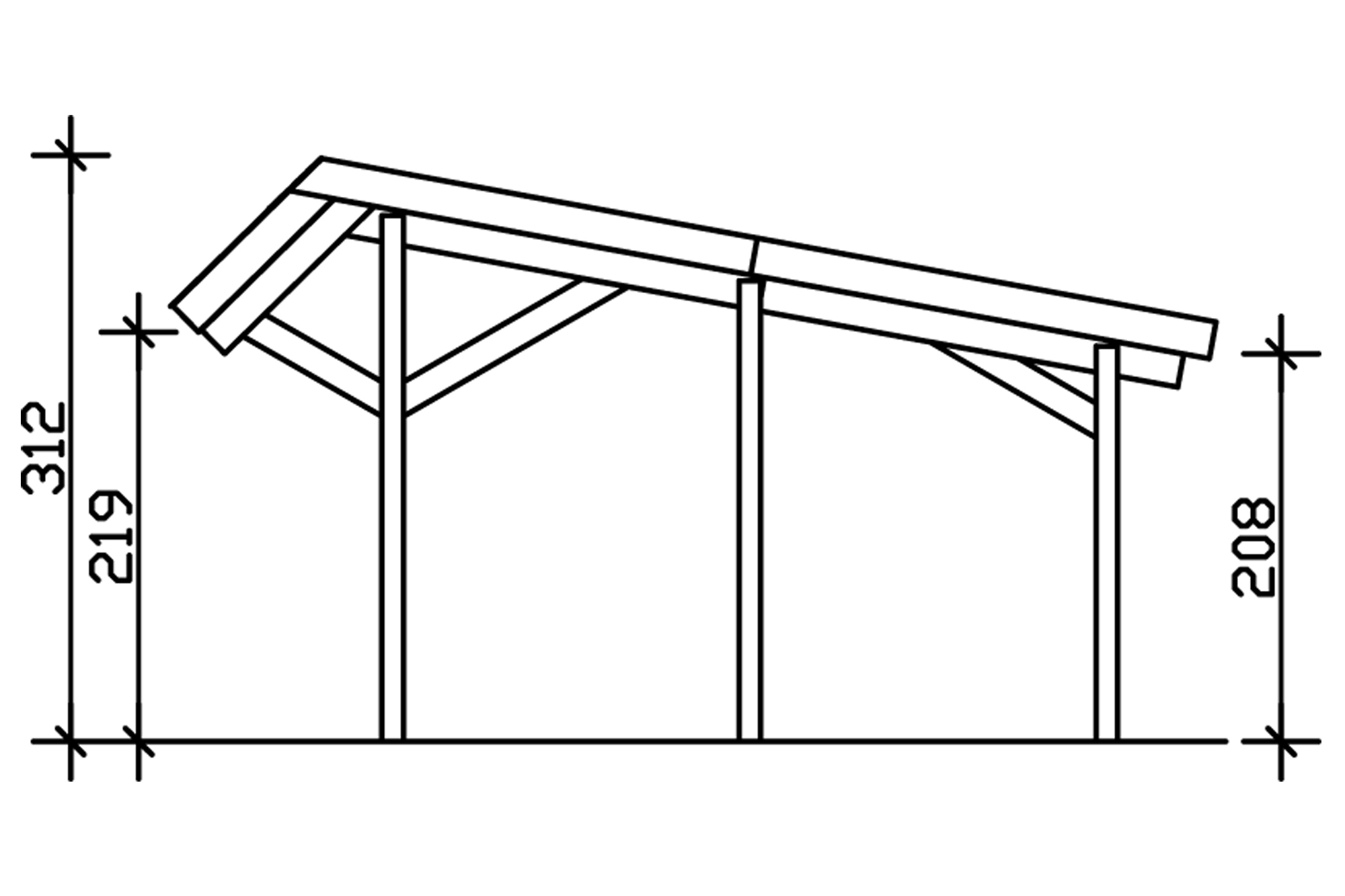 Carport Harz 321 x 560 cm with red shingles