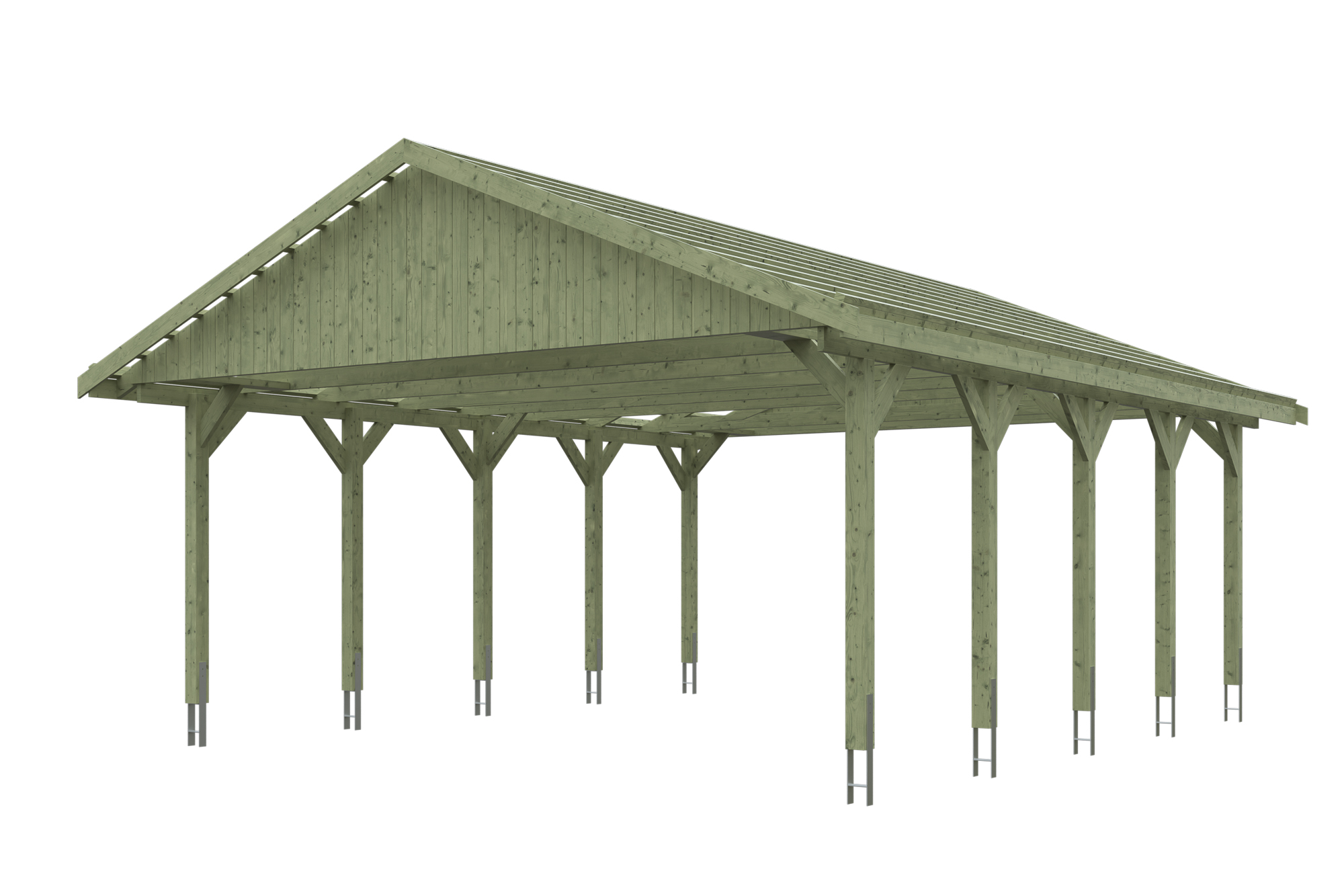 Produktbild: Carport Wallgau 620 x 750 cm, mit Dachlatten, grün imprägniert