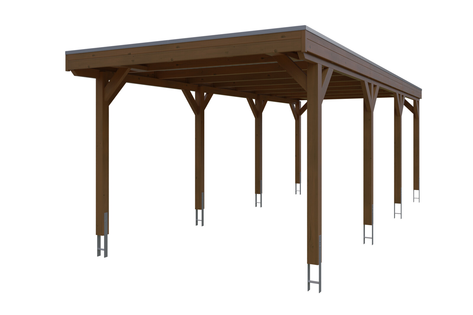 Carport Grunewald 321 x 796 cm mit EPDM-Dach, nussbaum