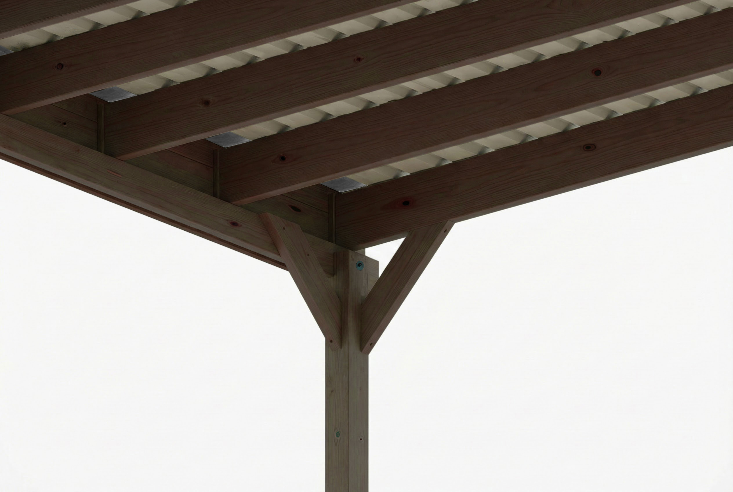 Carport Friesland Set G, 546 x 555 cm, mit einem Einfahrtsbogen, nussbaum