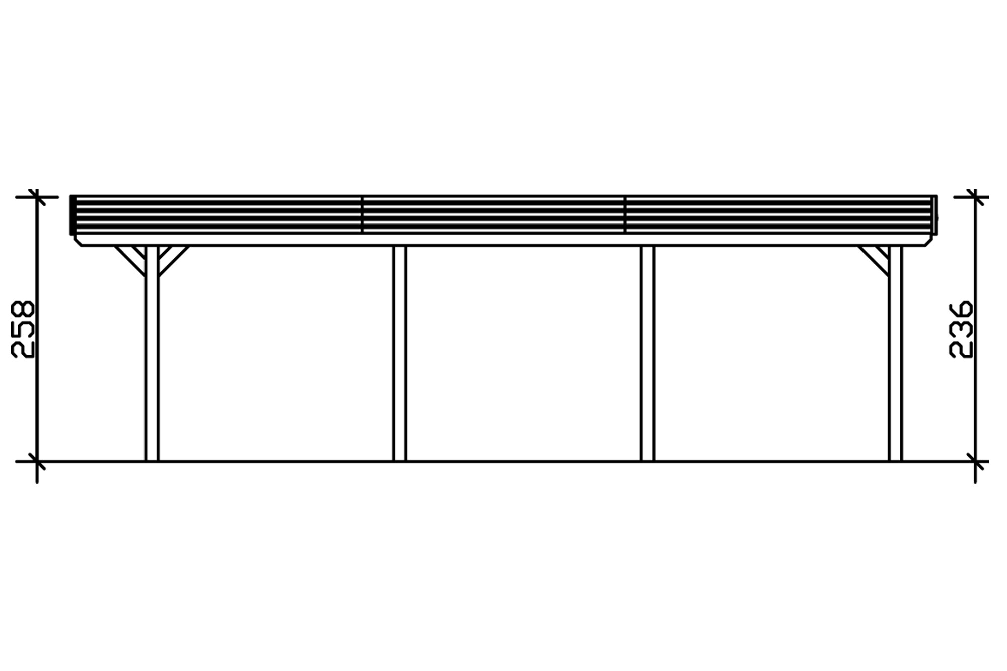 Carport SPESSART 611x846cm, bois lamellé-collé, traitement coloré blanc