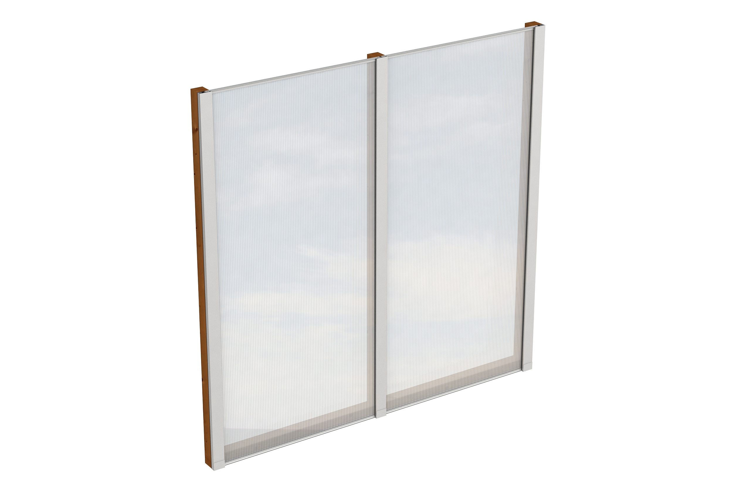 Seitenwand m. Polycarbonatplatten 193 x 200 cm, Fichte, nussbaum