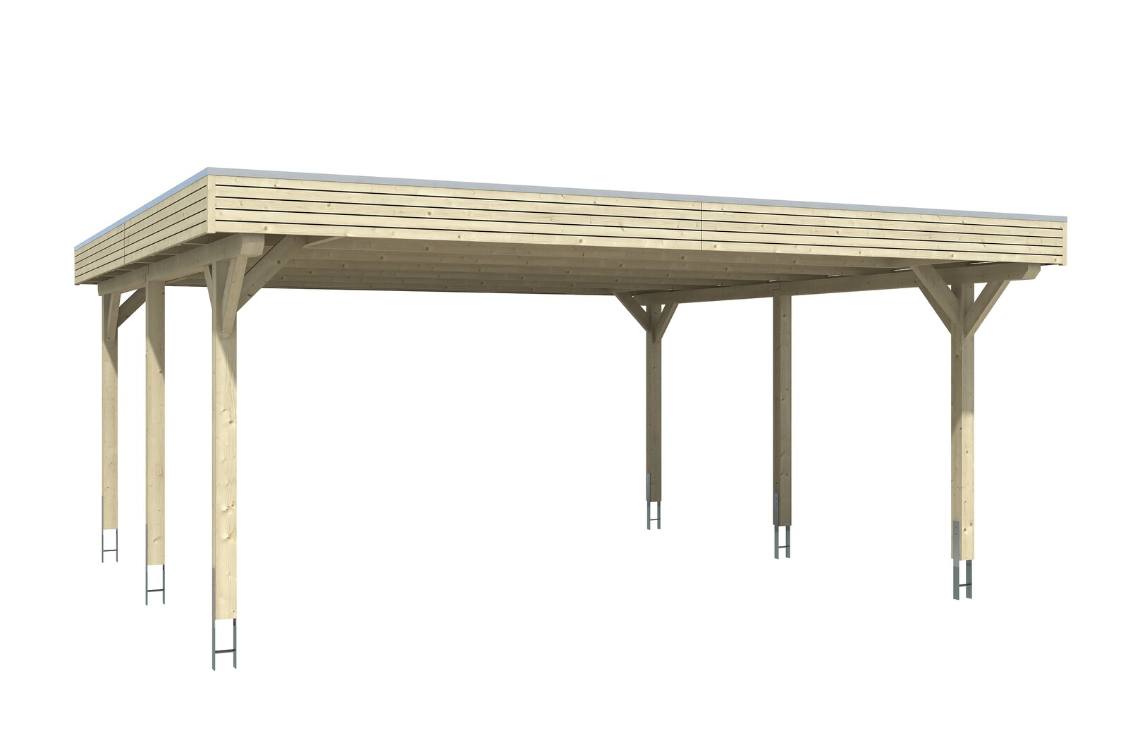 Carport SPESSART 611x604cm, bois lamellé-collé, non traité