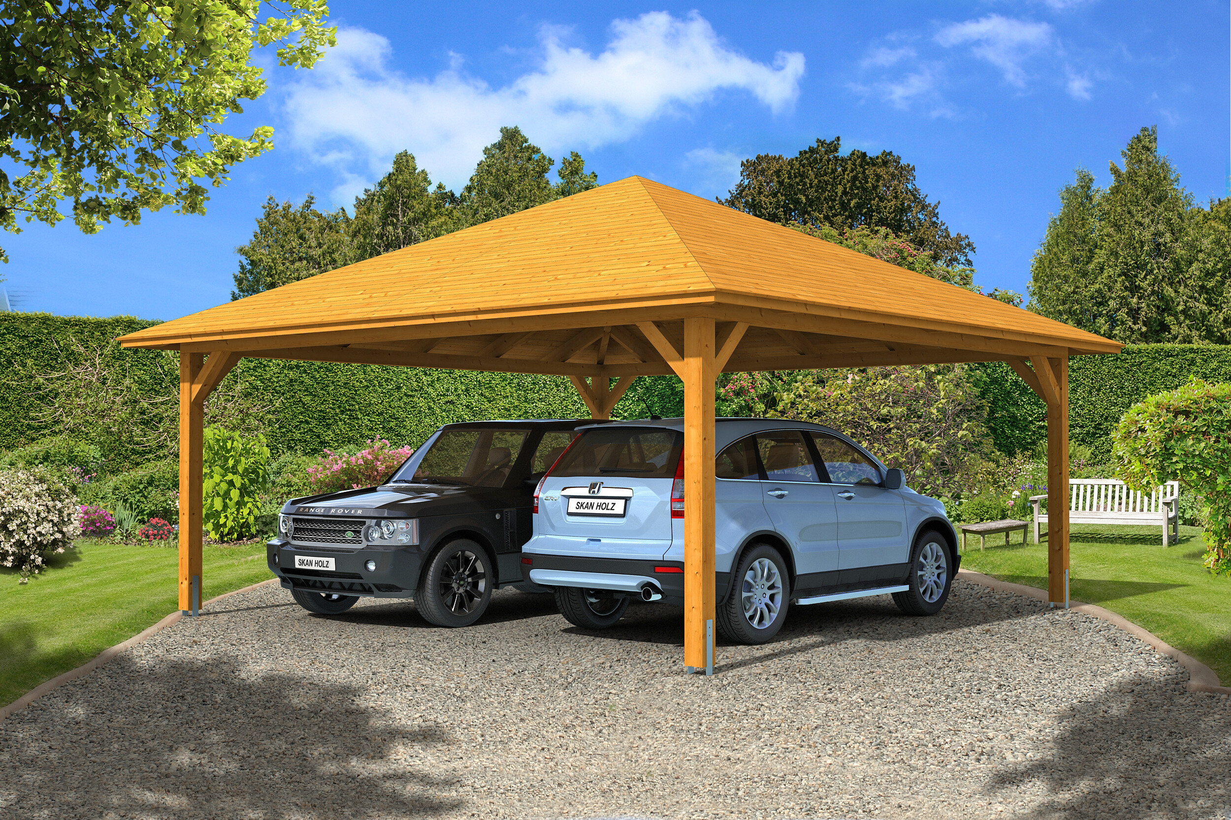 Carport Taunus 634 x 634 cm, eiche hell