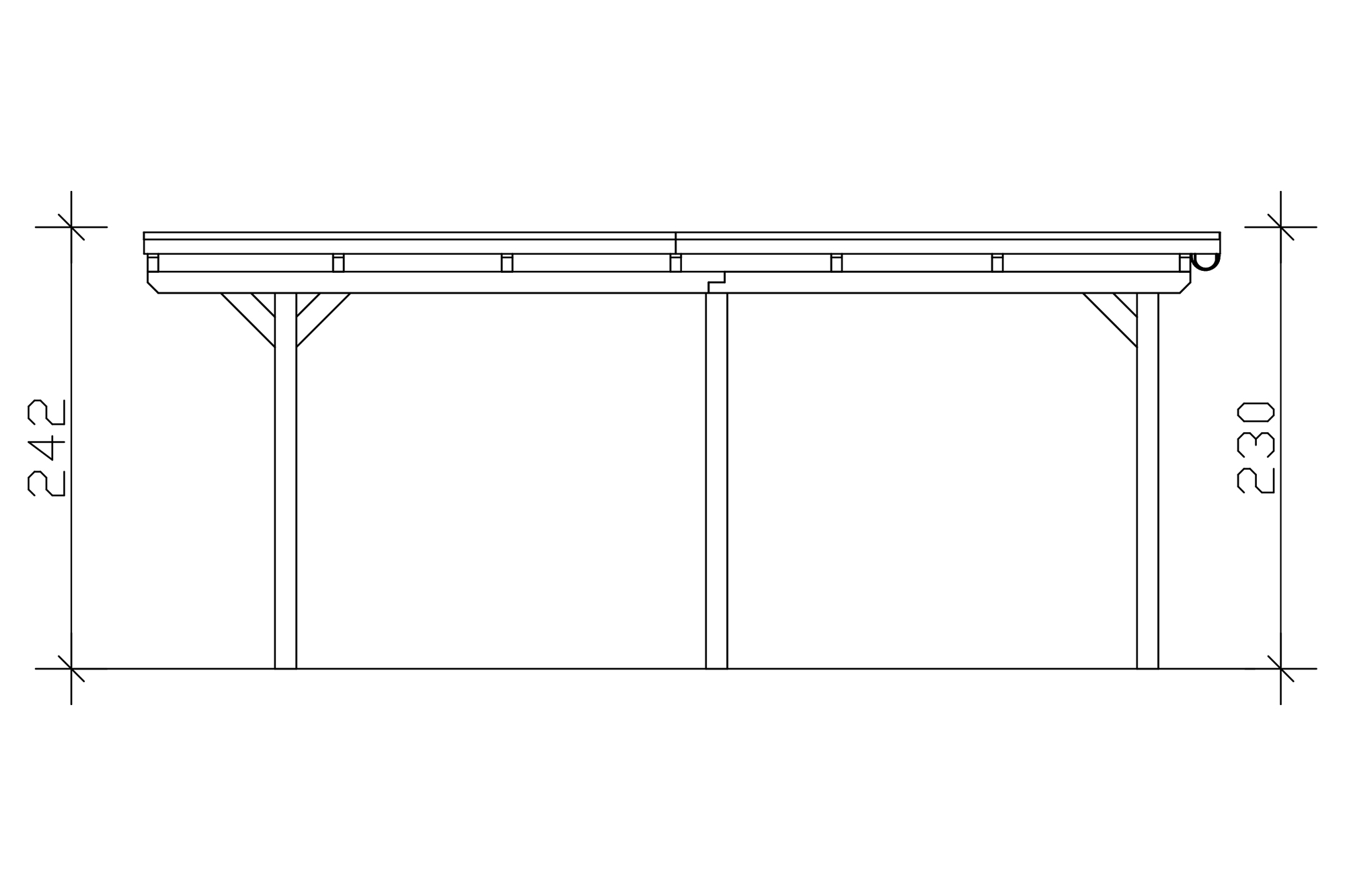 Carport Emsland 402 x 604 cm, panneaux de toit en acier avec voile de condensation antique, naturel