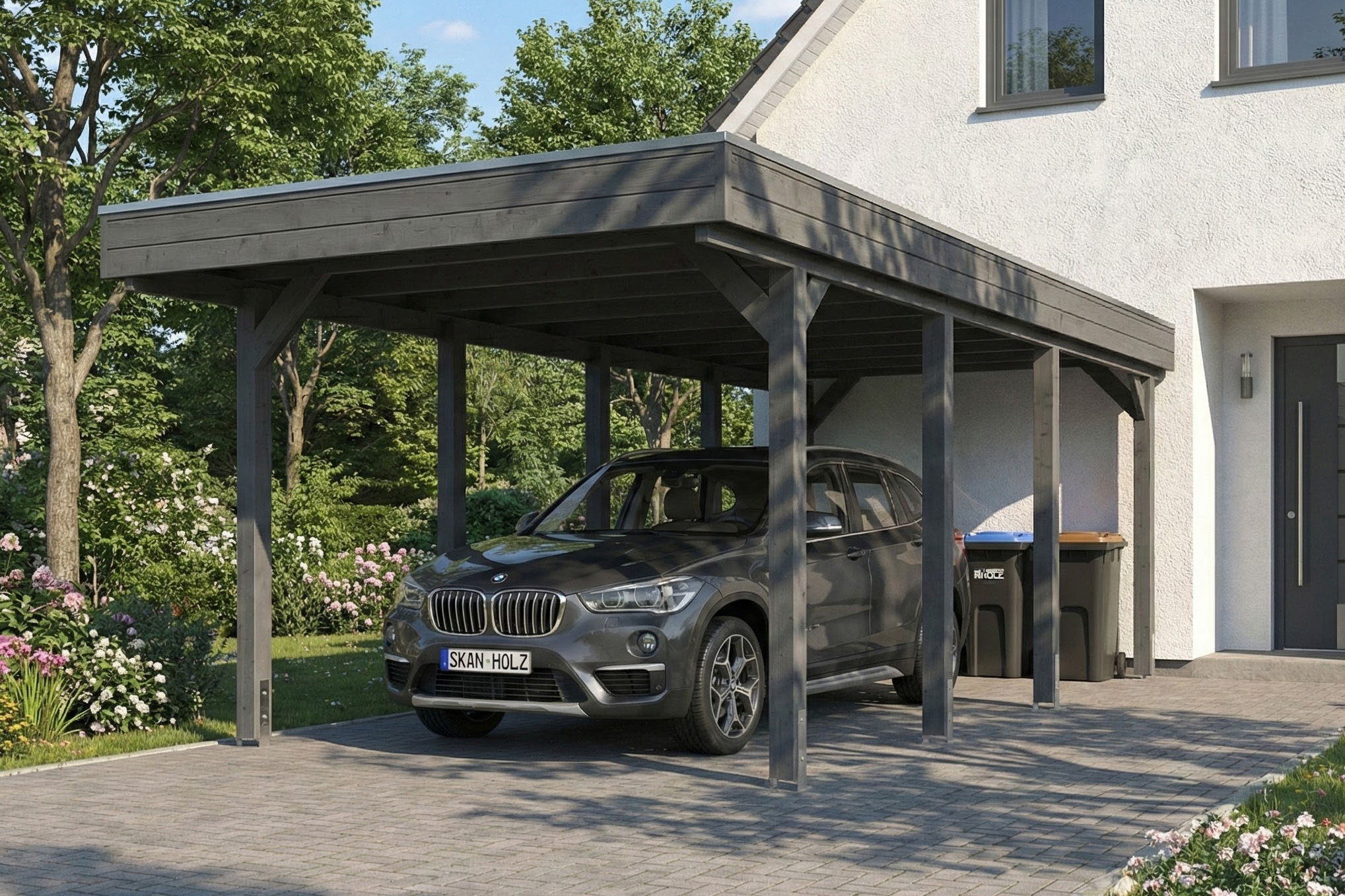 Carport Friesland 320 x 708 cm, met dakplaten, leigrijs