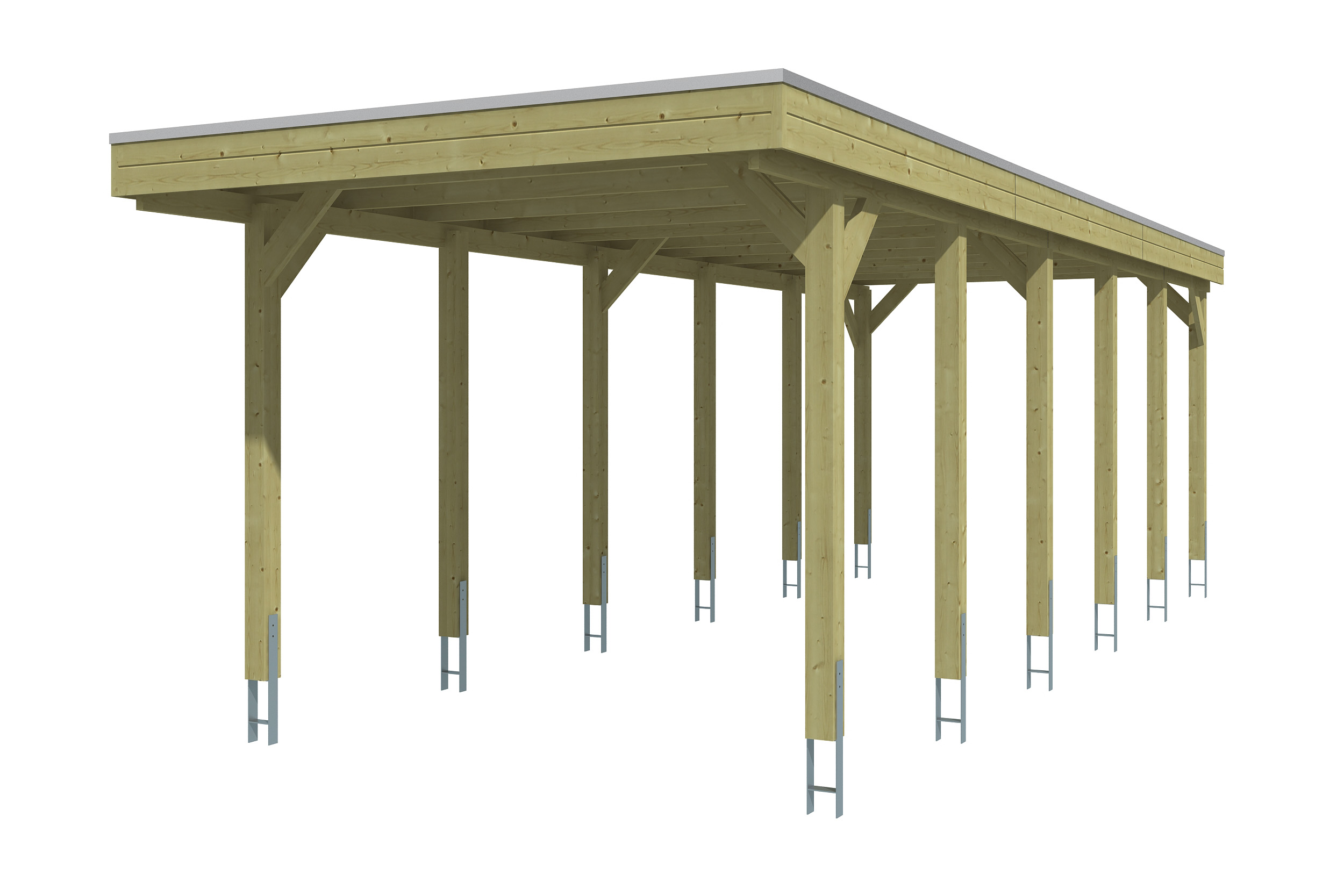 Carport Friesland 320 x 860 cm, met dakplaten, groen geïmpregneerd
