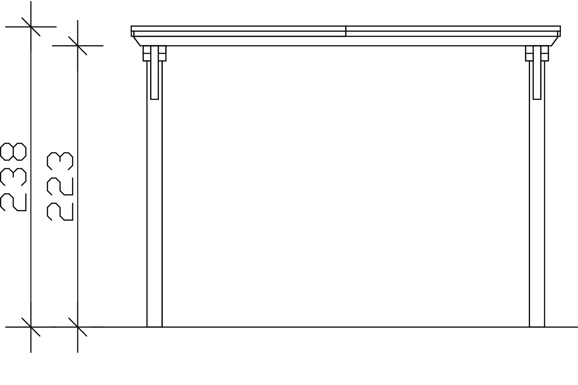 Carport Emsland 340 x 846 cm mit EPDM-Dach, natur