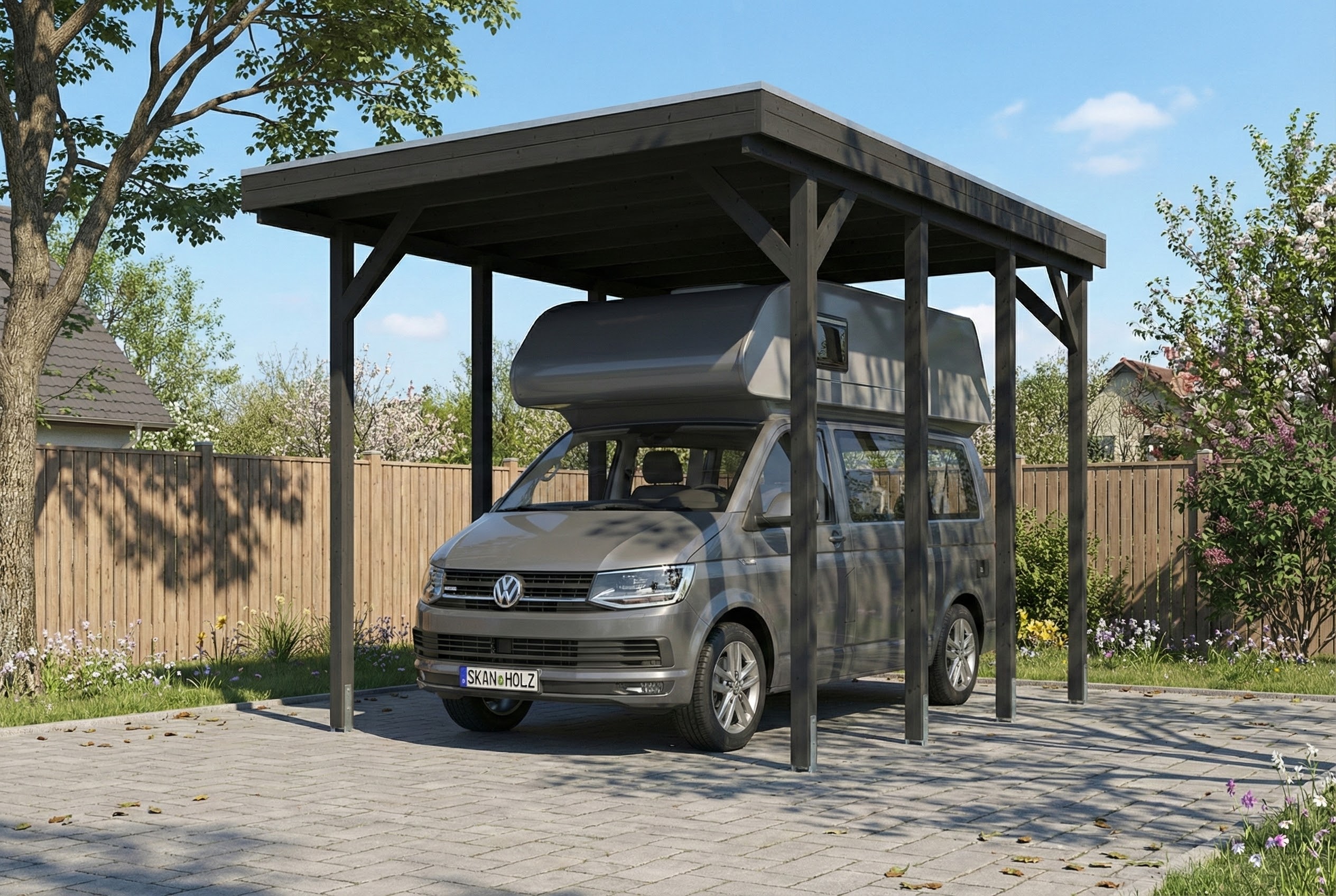 Friesland carport 402 x 555 cm, met dakplaten, antraciet