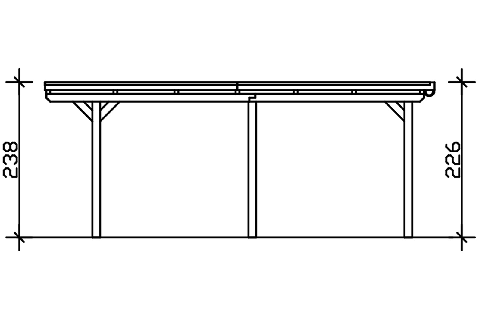 Carport EMSLAND 354x604cm, avec panneaux de toit en aluminium, bois lamellé-collé, traitement coloré blanc