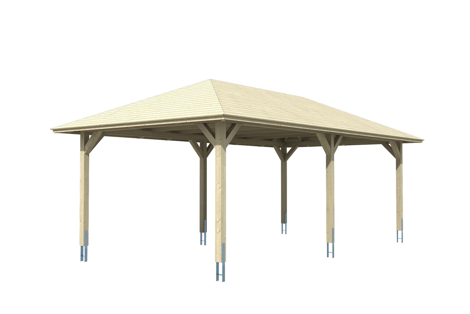 Carport TAUNUS 439x786cm, bois lamellé-collé, non traité