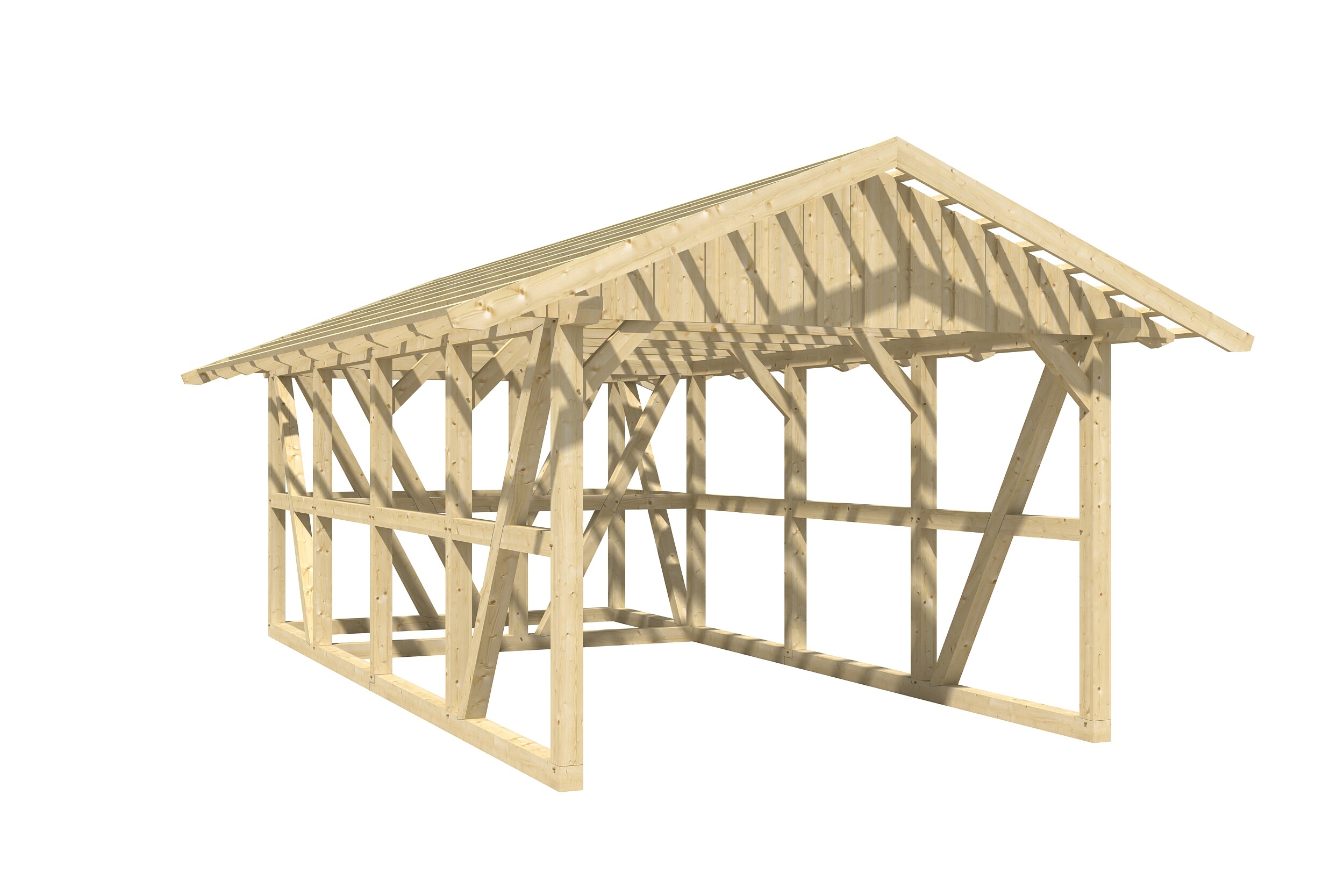 Carport SCHWARZWALD 434x772cm avec remise, lattis, KVH-bois d'épinette, non traité