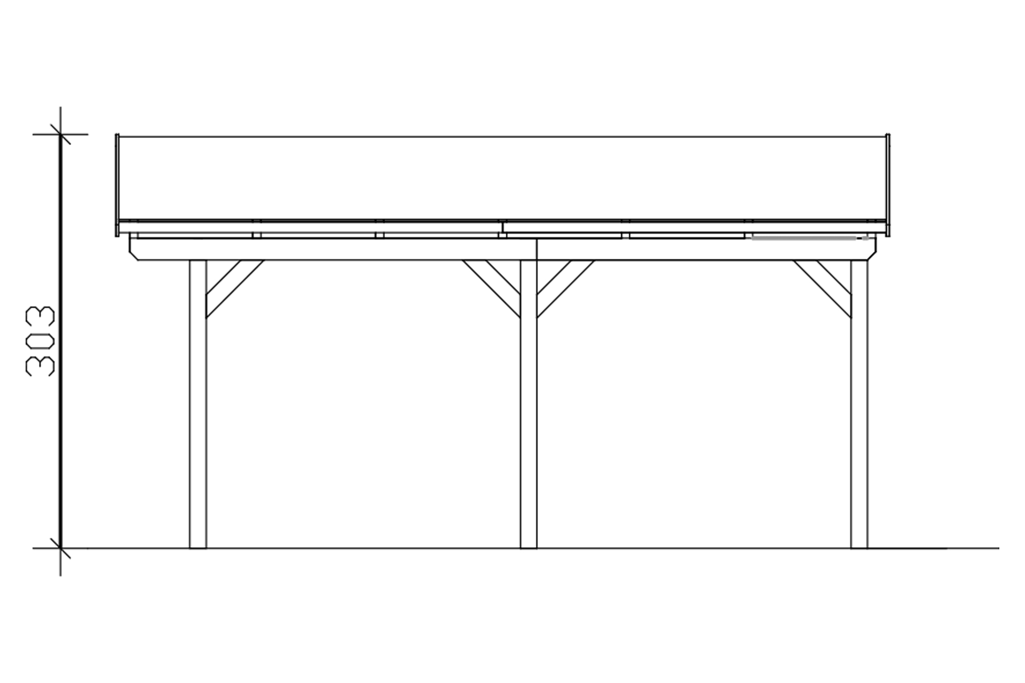 Grafik (Schnitt): Carport Fichtelberg 317 x 566 cm