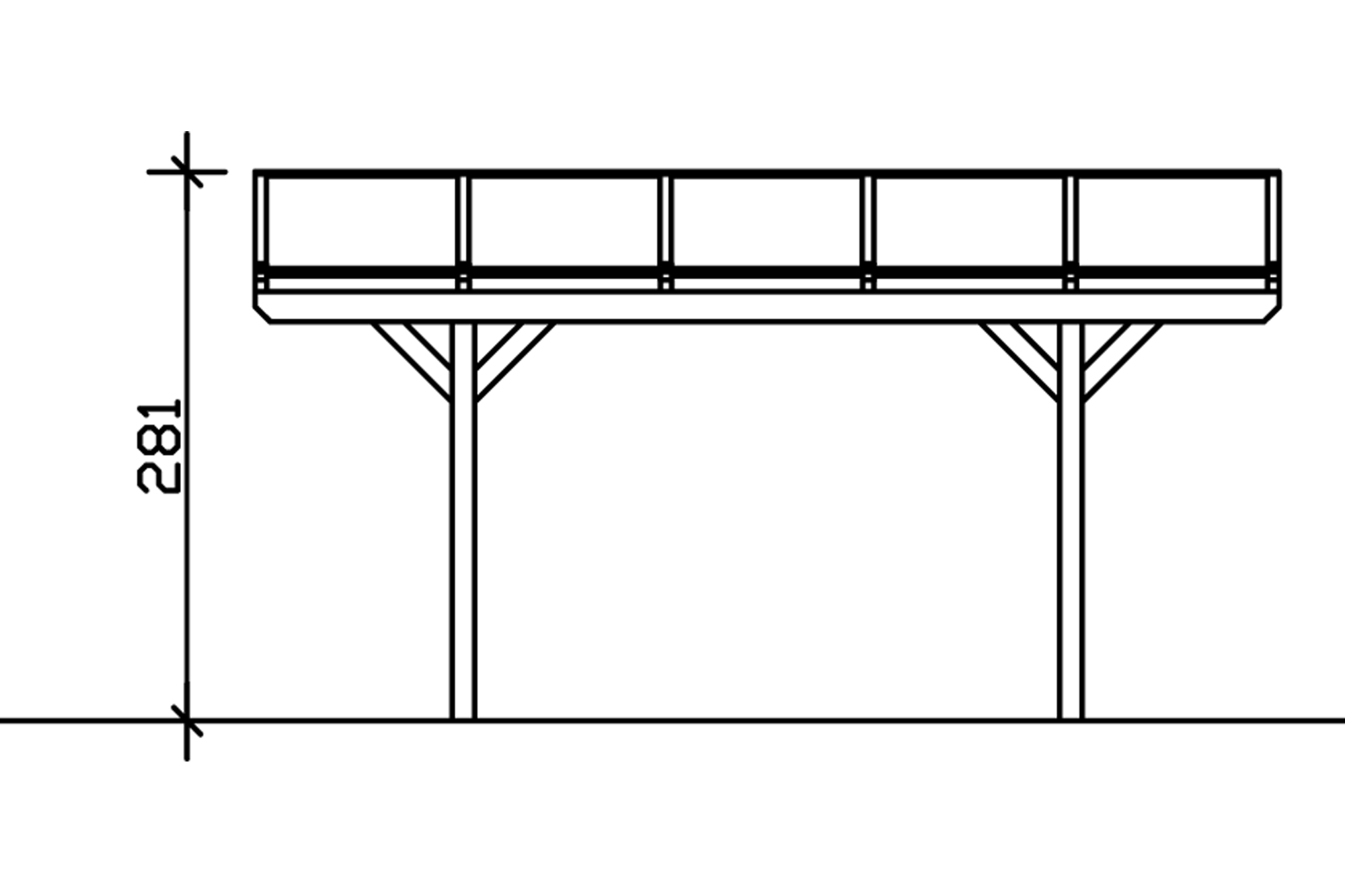 Grafik (Schnitt): Carport Westerwald 362 x 541 cm